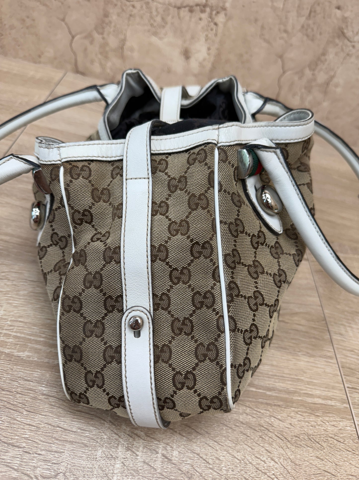 Gucci Beige GG Canvas Match Ball Sherry Line Tote Bag
