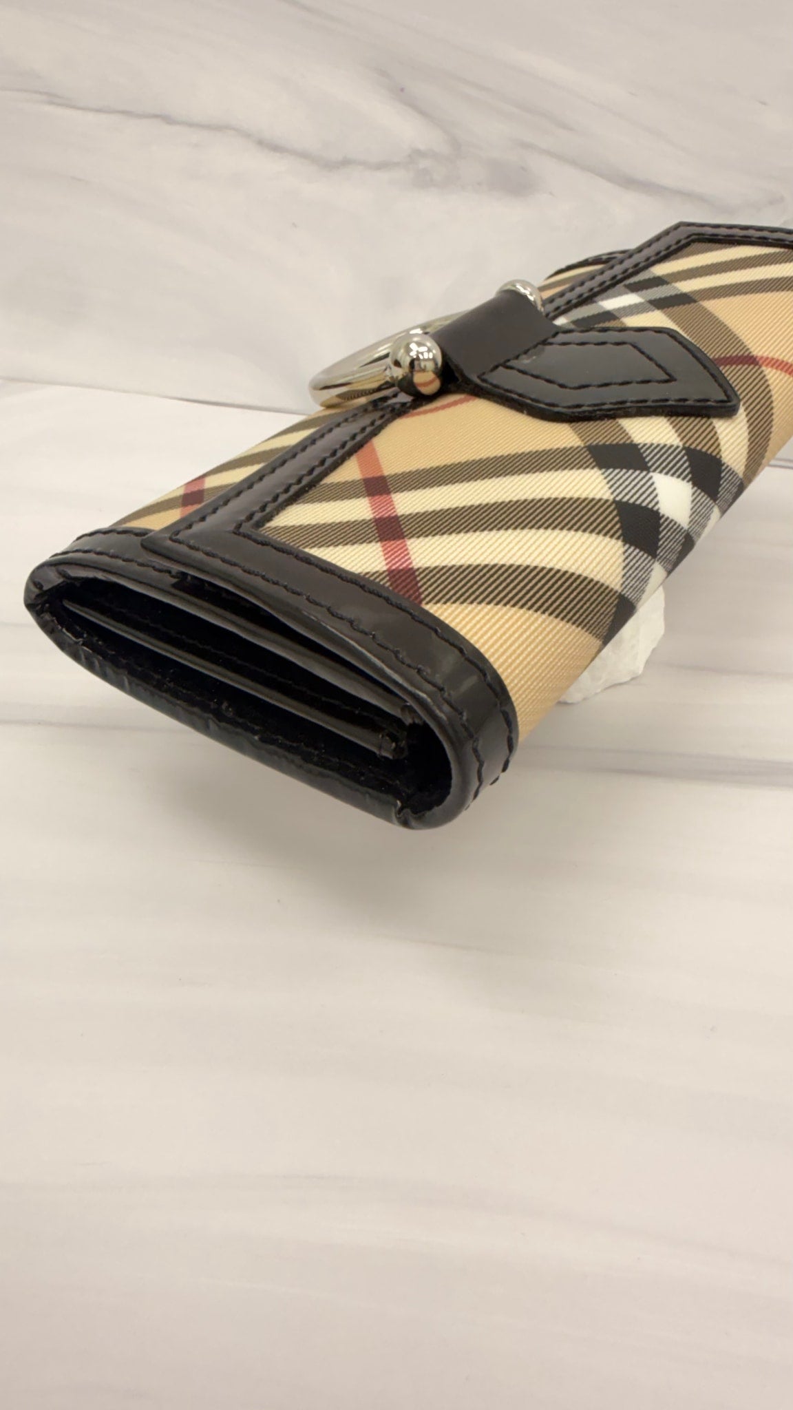 BRAND NEW - Burberry Beige Coated Canvas Nova Check Long Wallet
