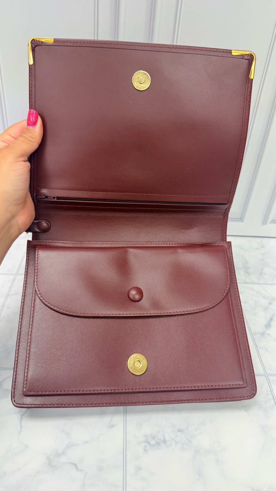 Cartier Burgundy Leather Clutch 