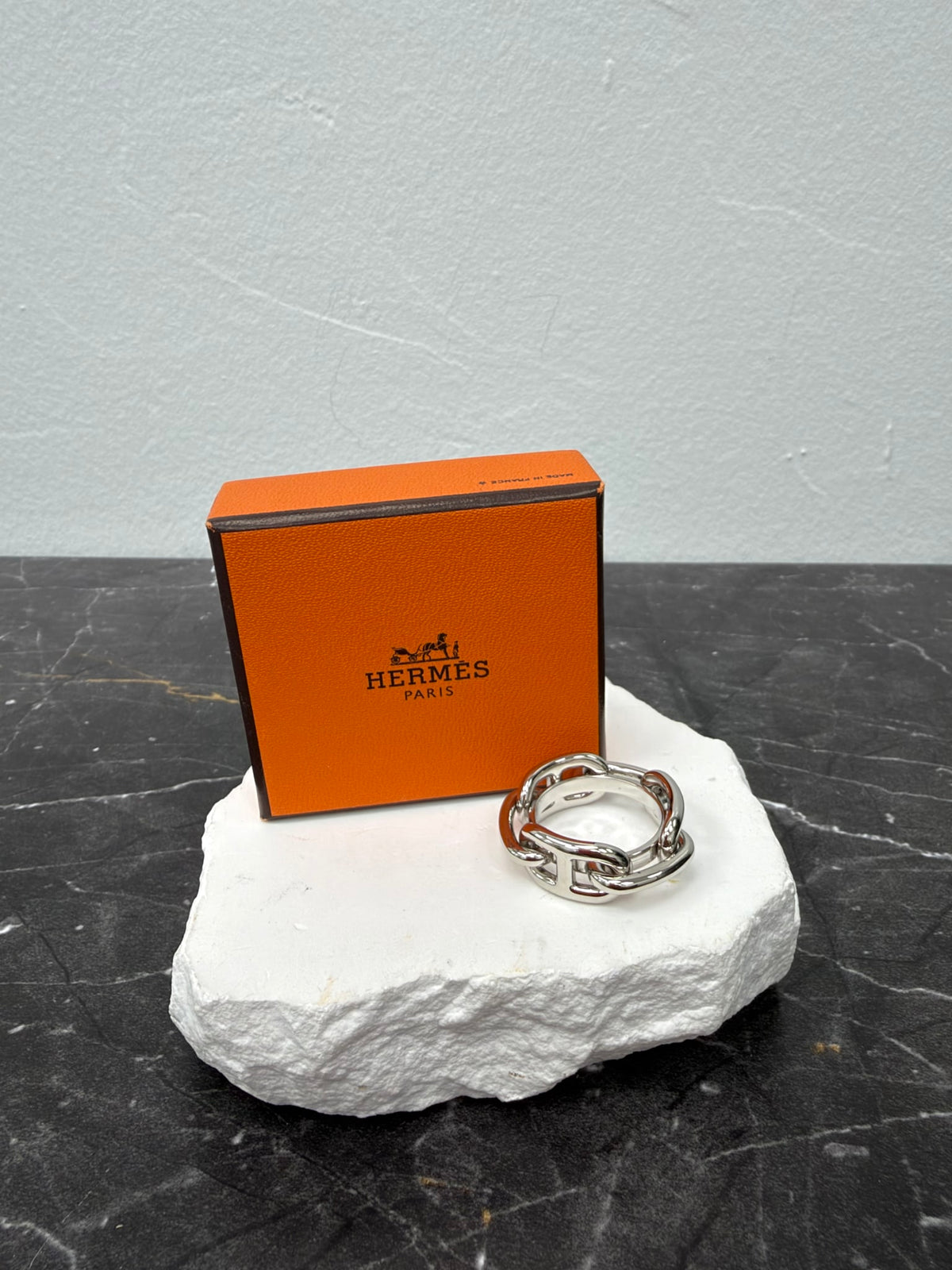 Hermes Silver Tone Regate Scarf Ring