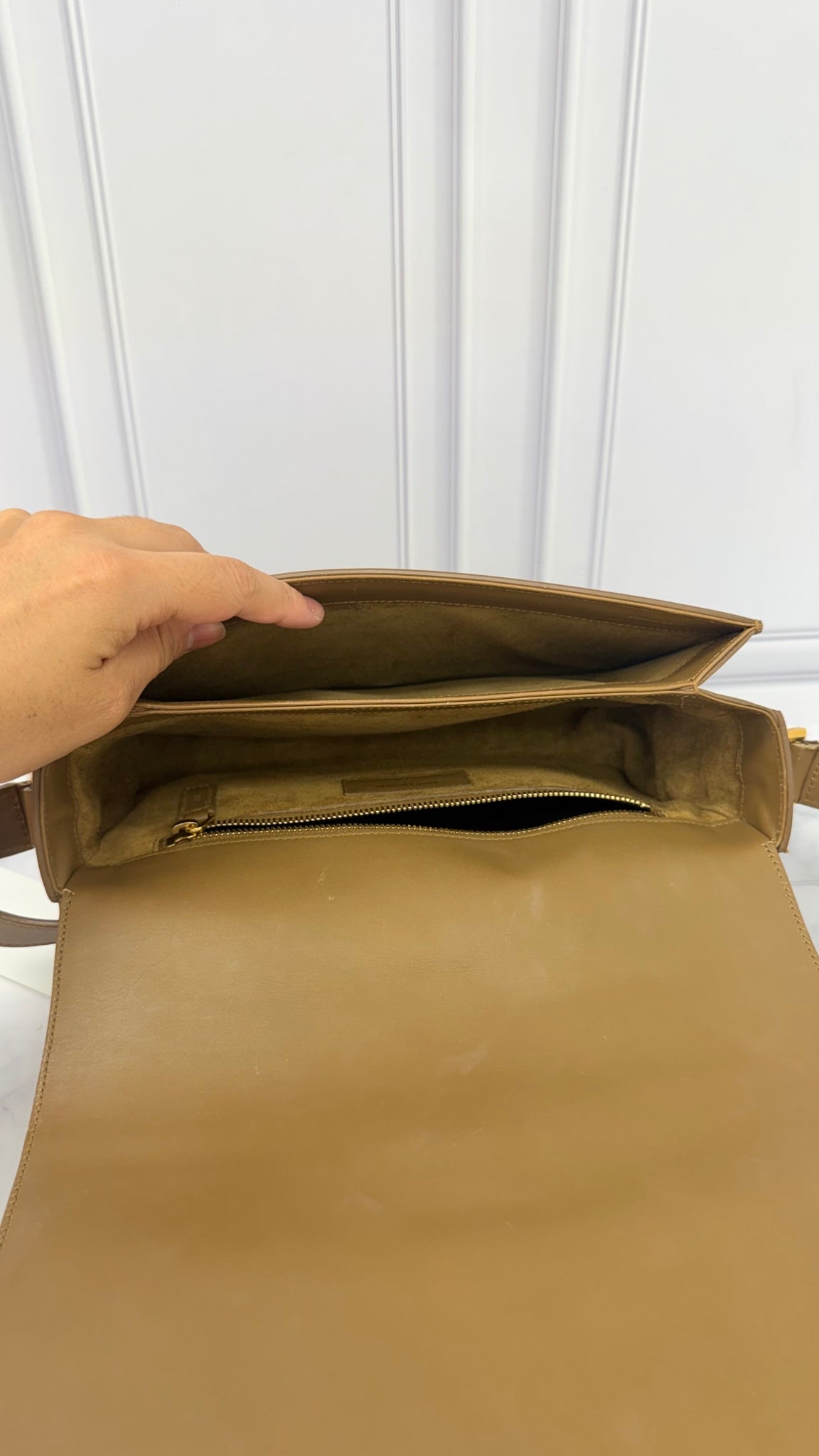 Saint Laurent YSL Brown Leather University Flap Crossbody Bag 