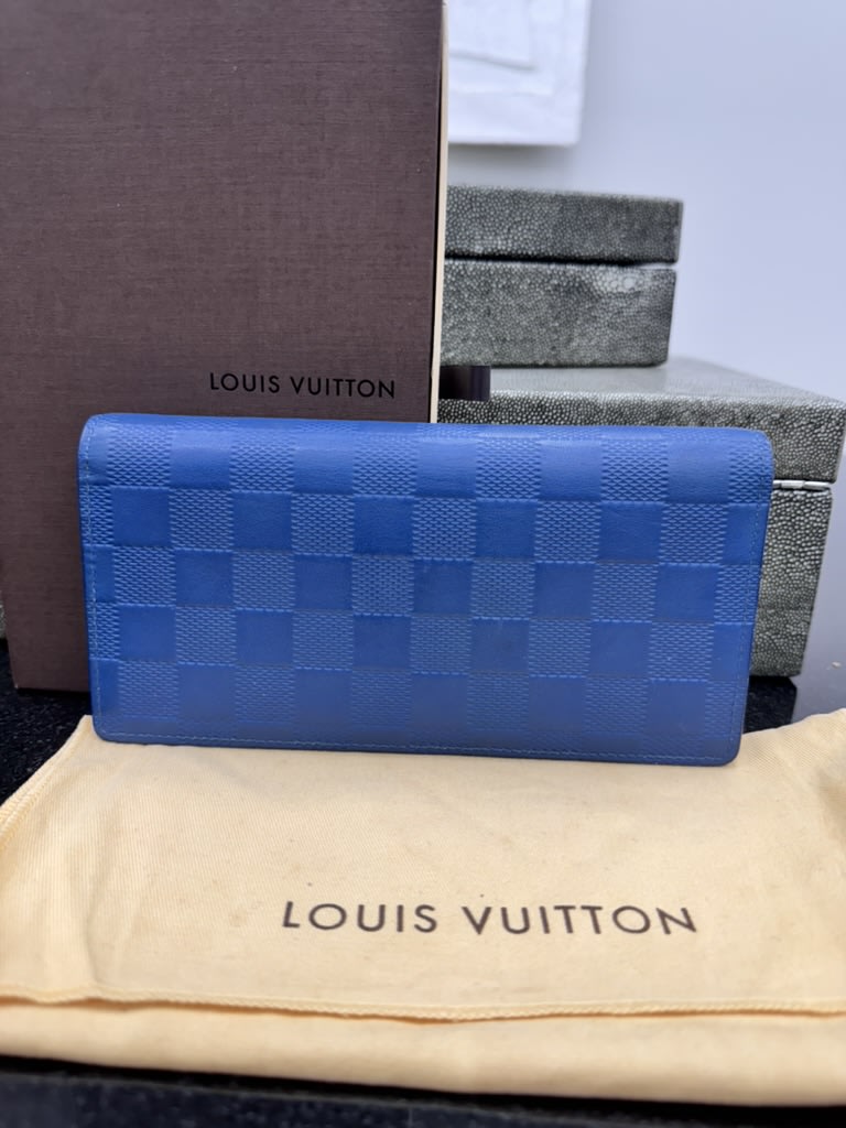 Louis Vuitton Blue Damier Infini Leather Brazza Long Wallet