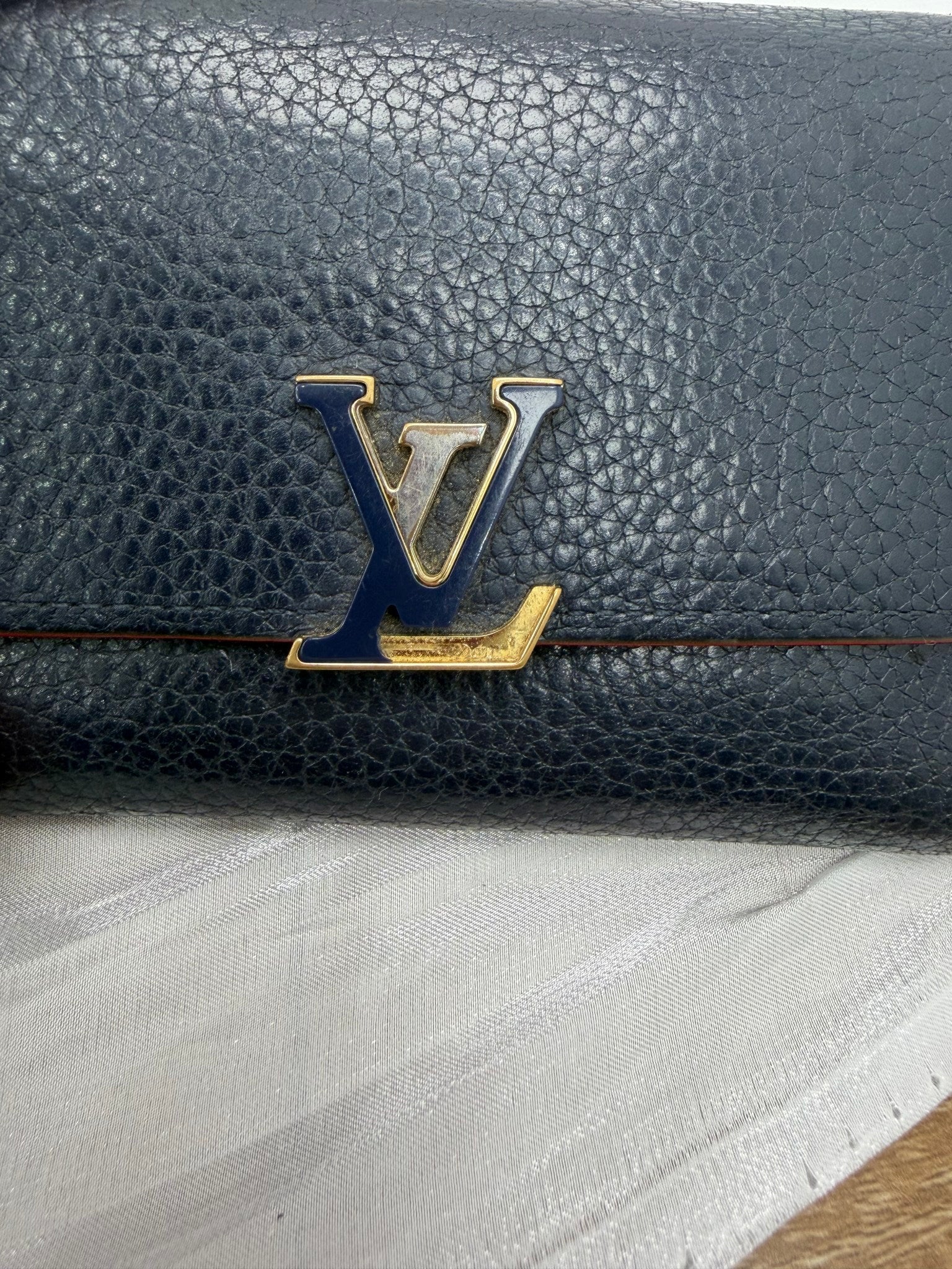 Louis Vuitton Blue Taurillon Leather Capucines Compact Wallet