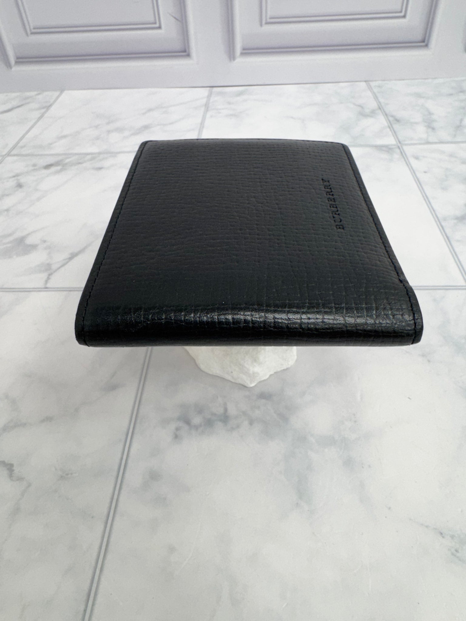Burberry Black Grained Leather Bifold Wallet