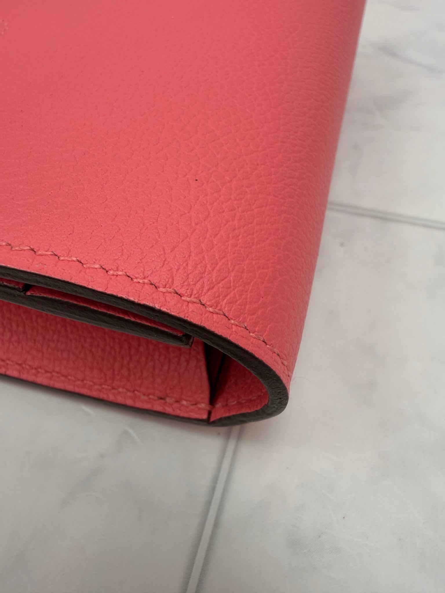 Hermes Pink Constance Leather Compact Wallet 