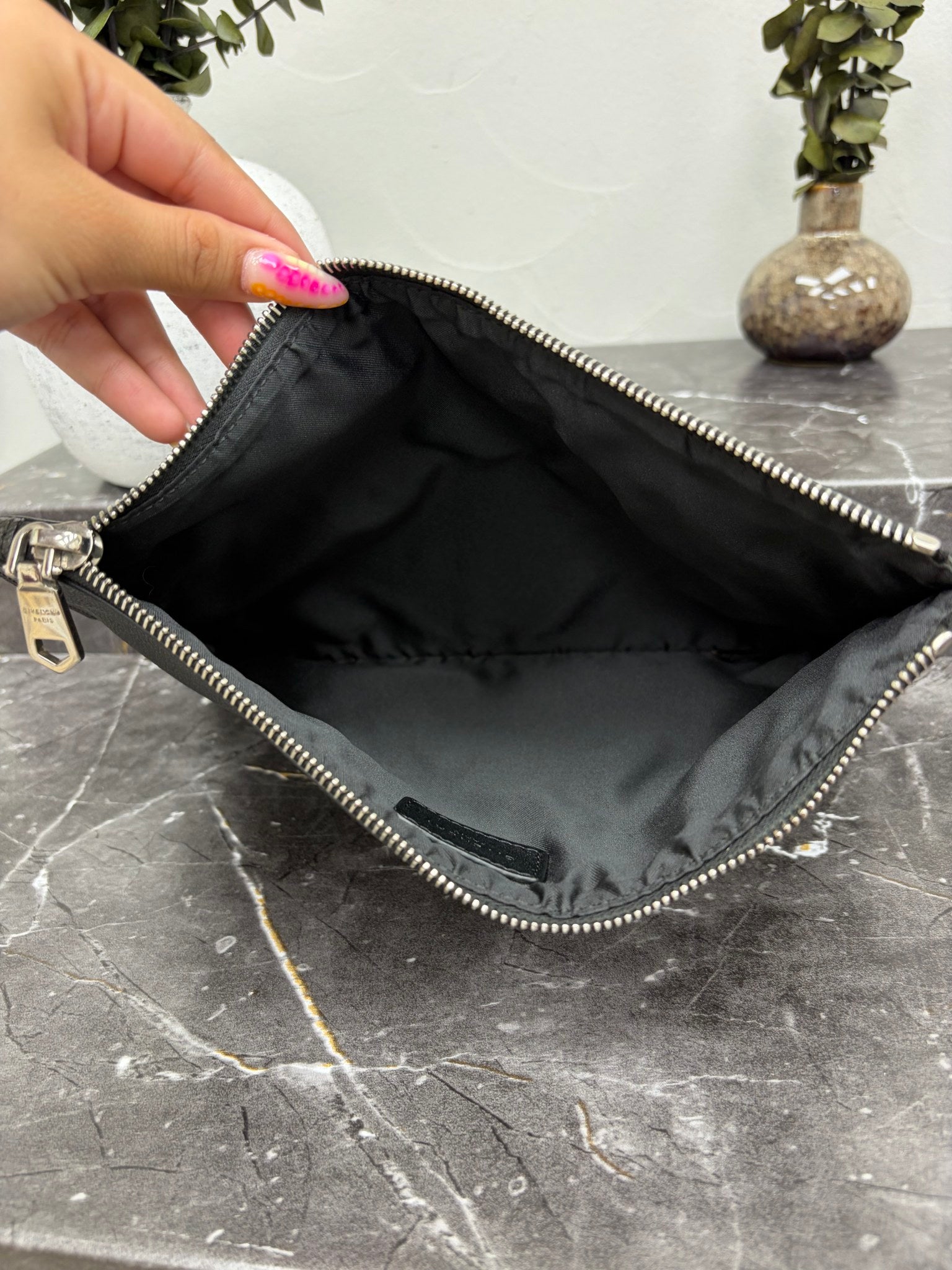 Givenchy Black Leather Rottweiler Clutch
