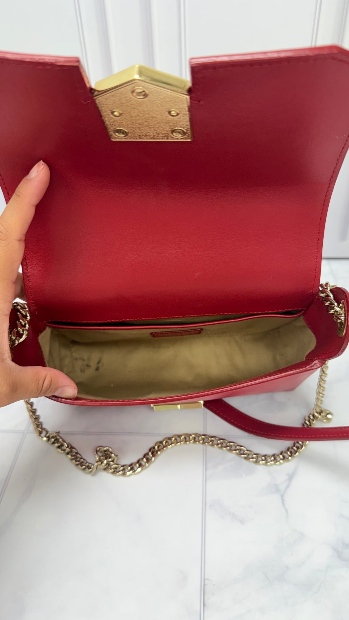 Jimmy Choo Red Leather Crossbody Bag 