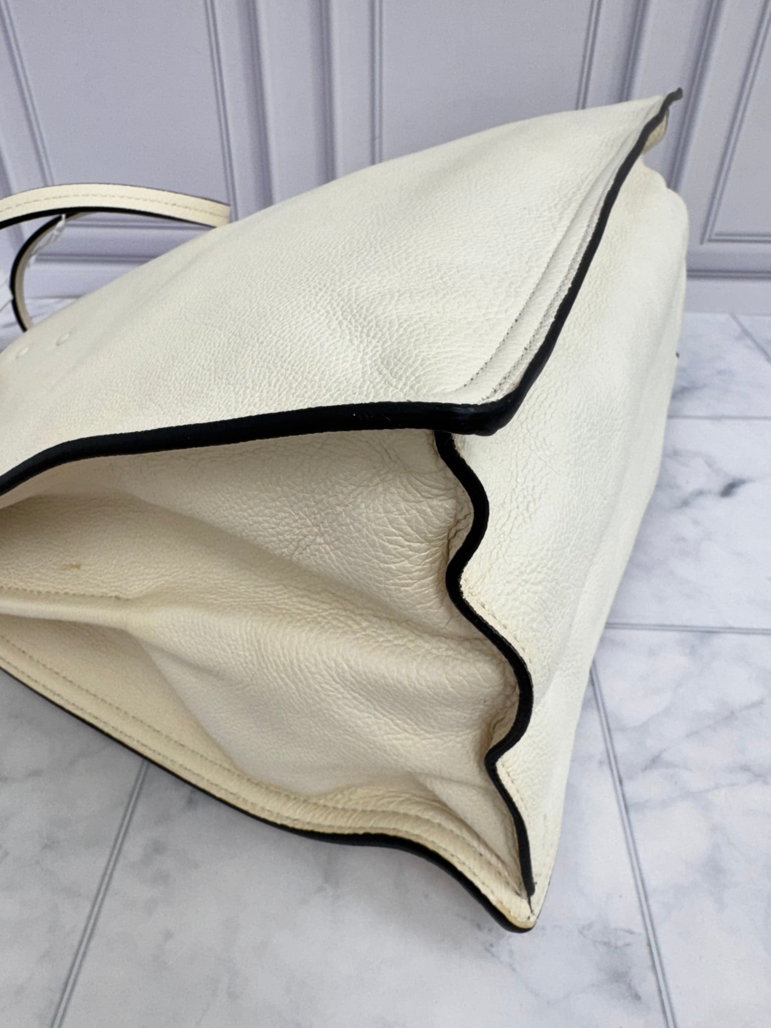 Prada White Grained Leather Glace Etiquette Tote Bag