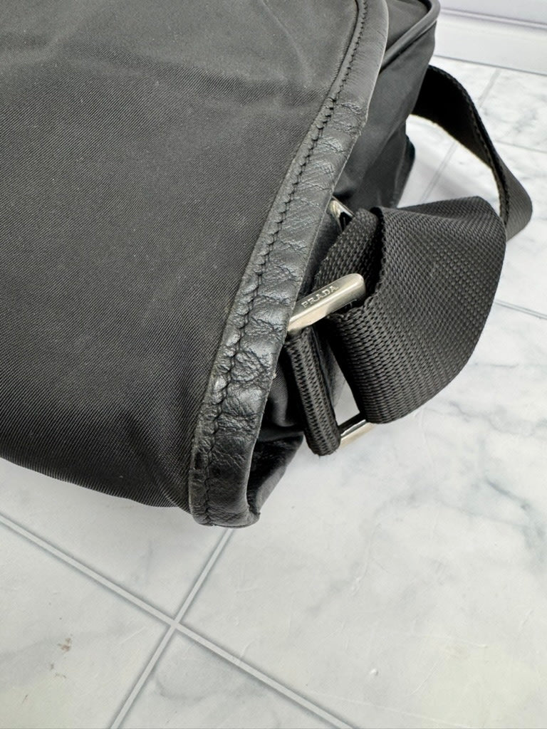 Prada Black Nylon Single Buckle Messenger Crossbody Bag