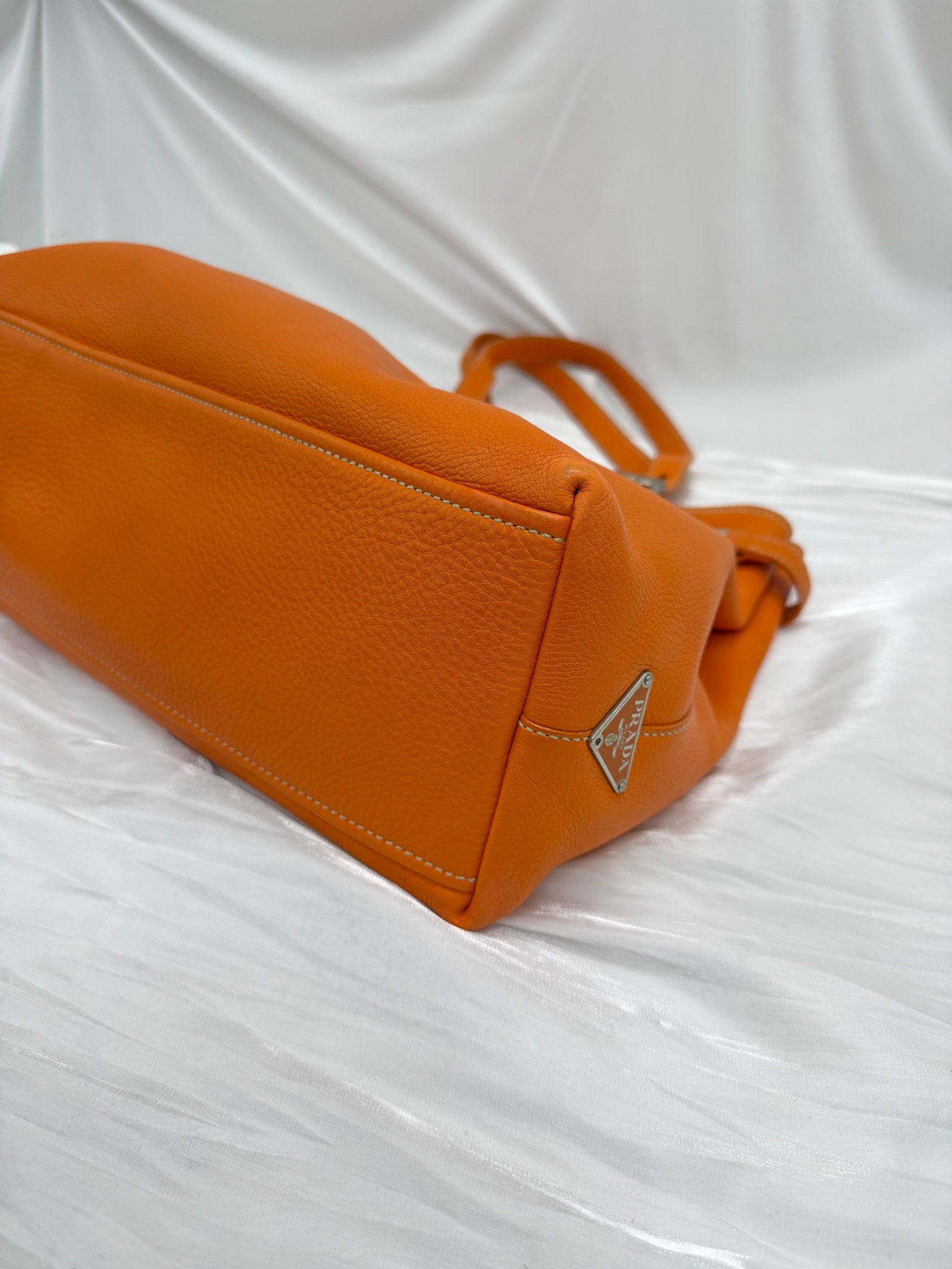 Prada Orange Leather Shoulder Tote