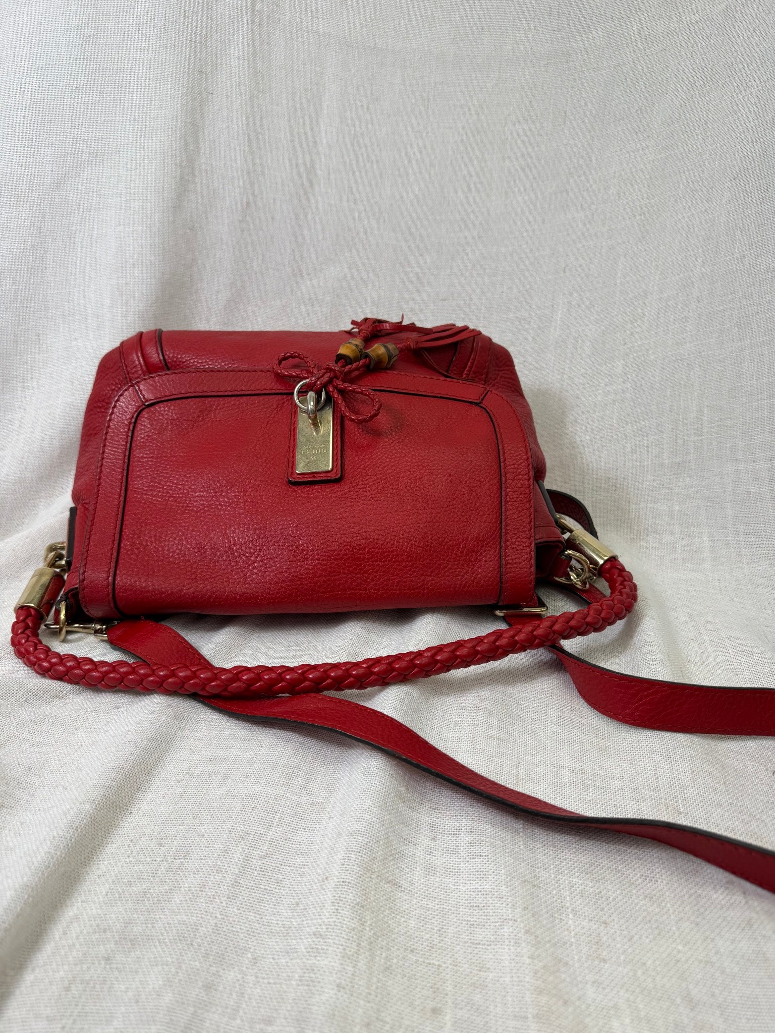 Gucci Red Leather Bella Flap Shoulder Bag