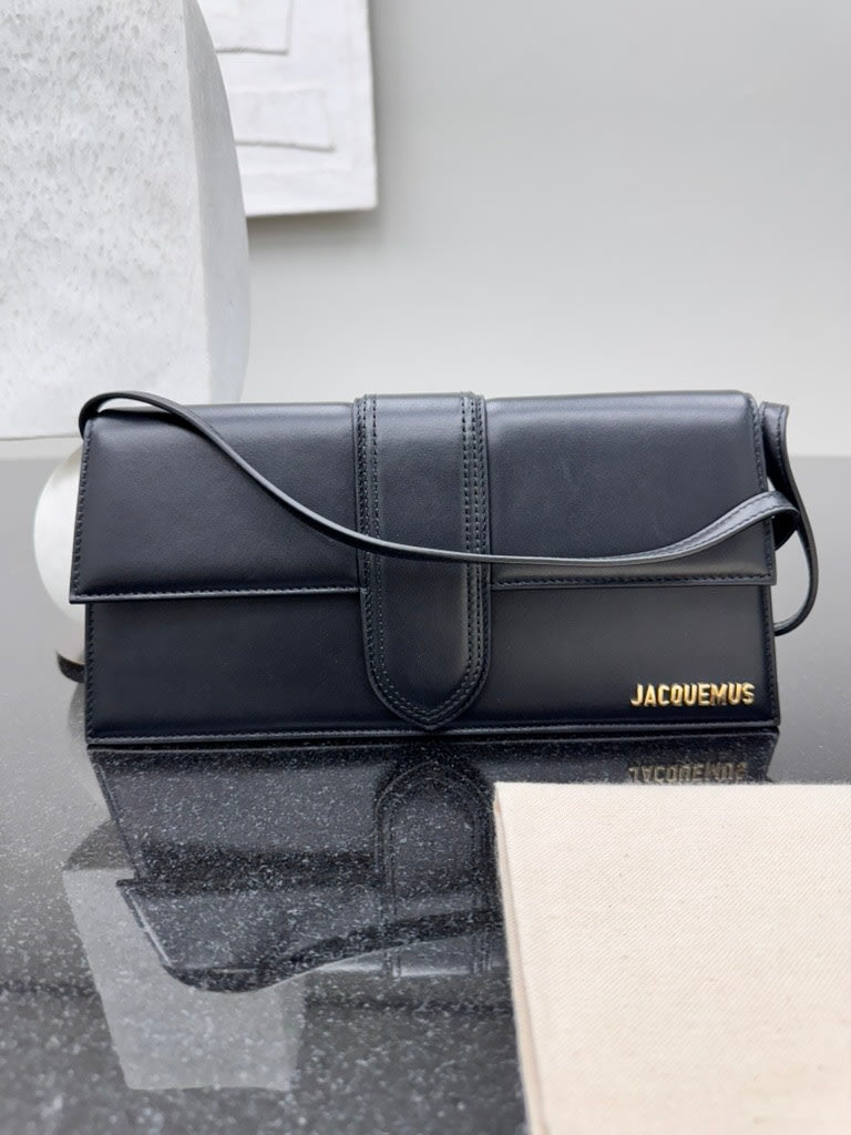 BRAND NEW - Jacquemus Black Leather Le Bambino Long Shoulder Bag