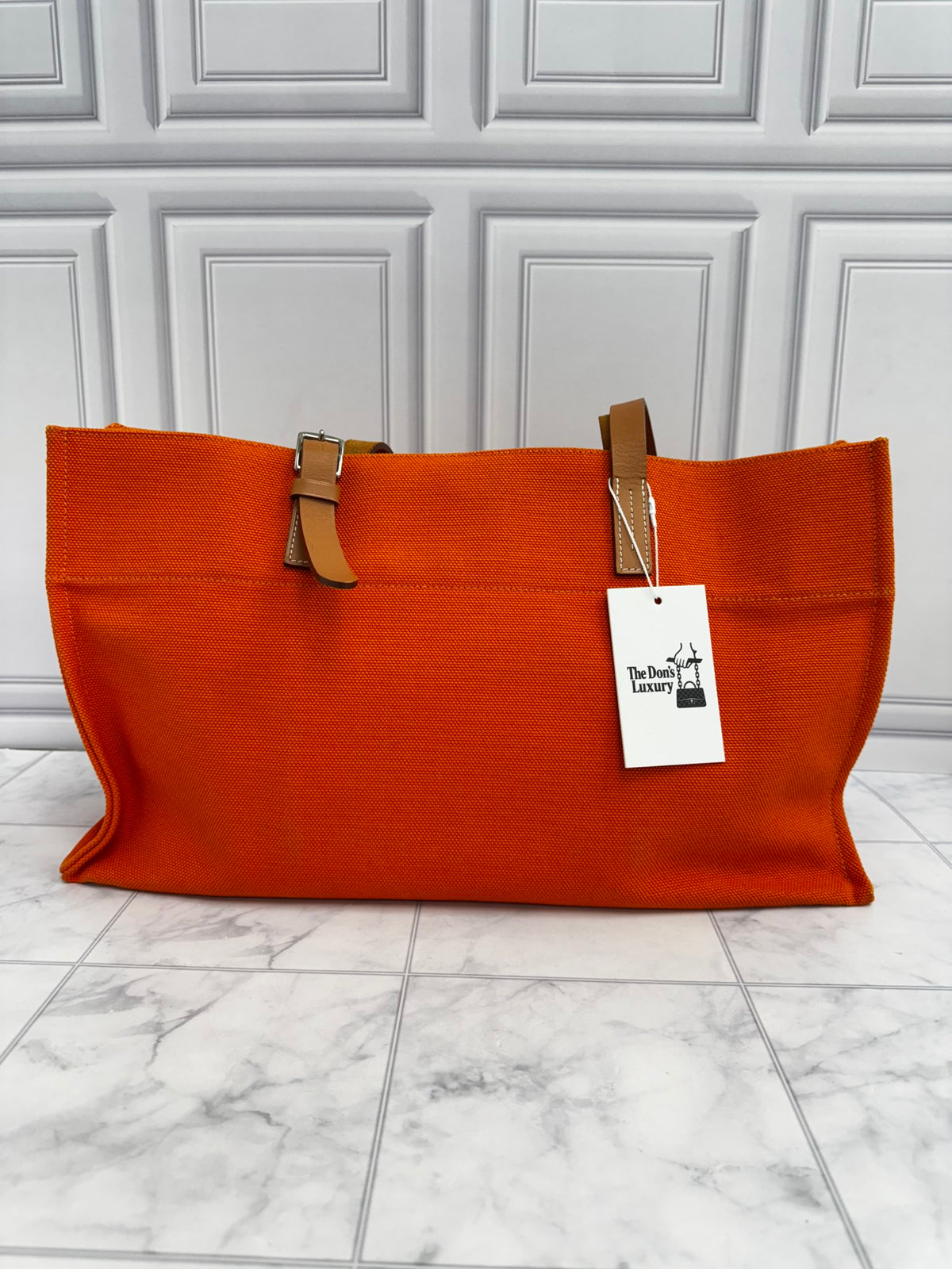 Hermes Orange Canvas Etriviere Elan Tote Bag