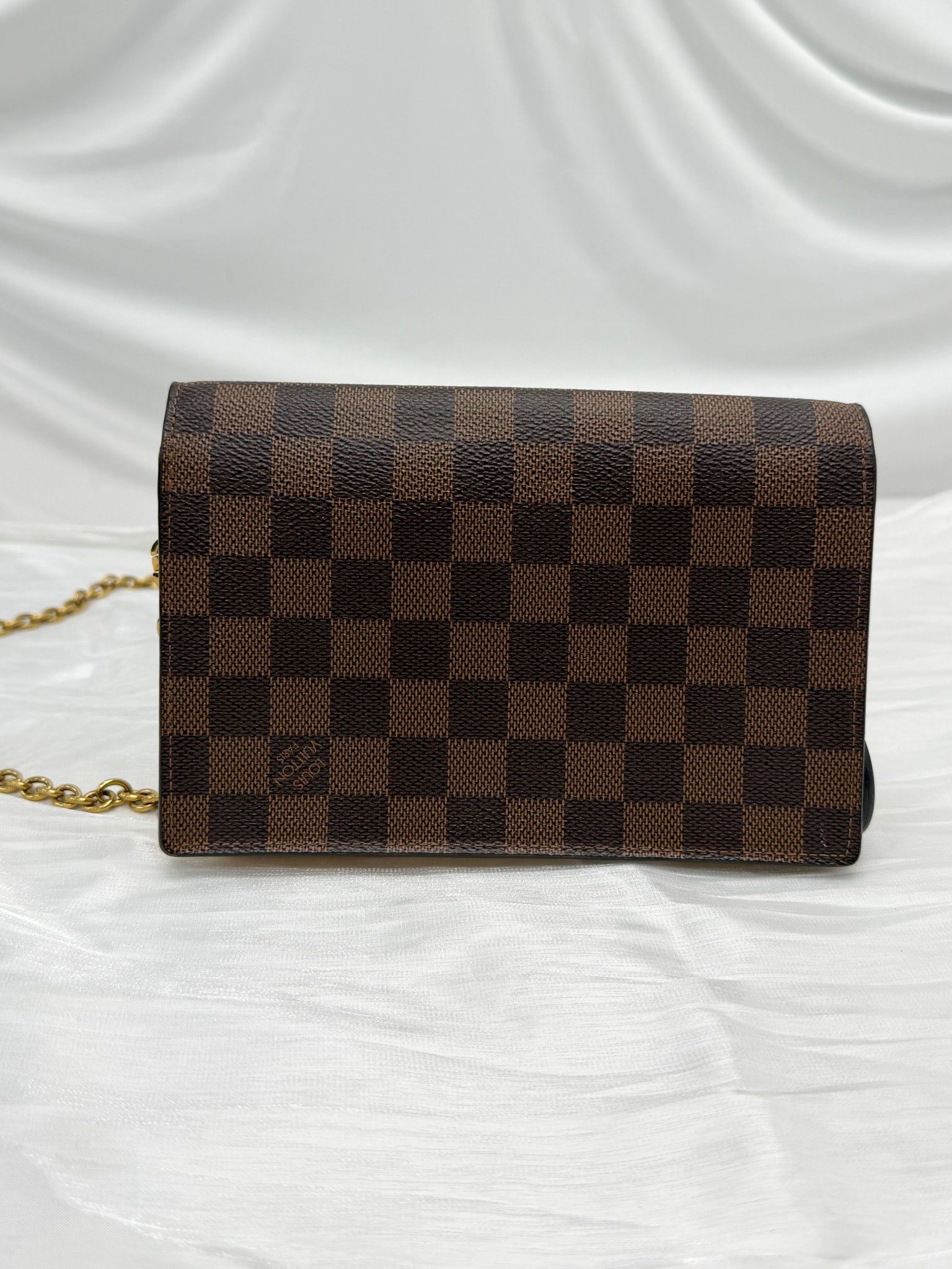 Louis Vuitton Damier Ebene & Beige Vavin Chain Wallet