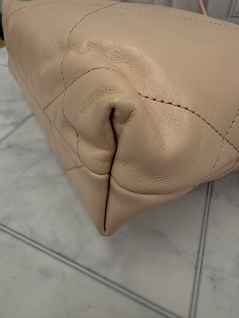 Chanel Pale Pink Quilted Leather 22 Hobo Crossbody