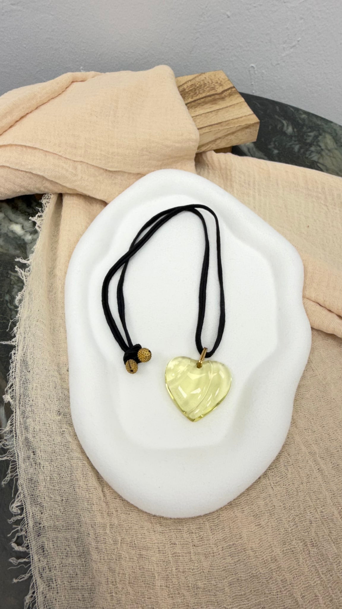Baccarat Yellow Crystal Heart Pendant