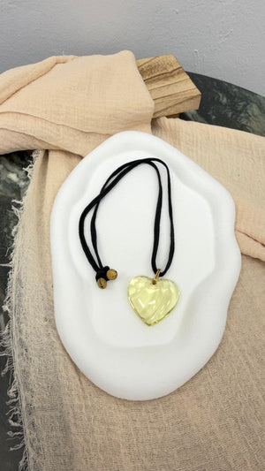 Baccarat Yellow Crystal Heart Pendant