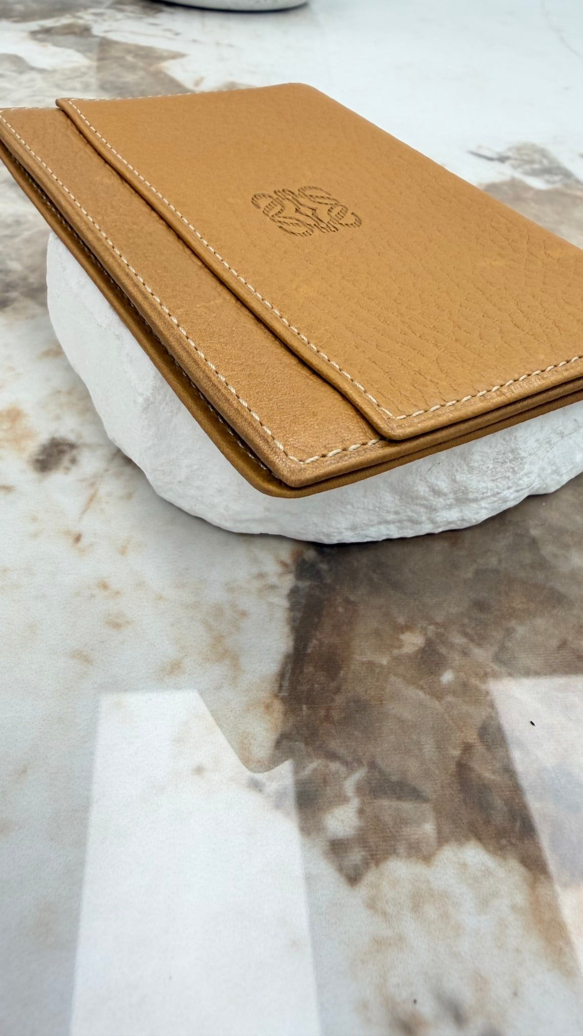 Loewe Vintage Tan Leather Anagram Card Case