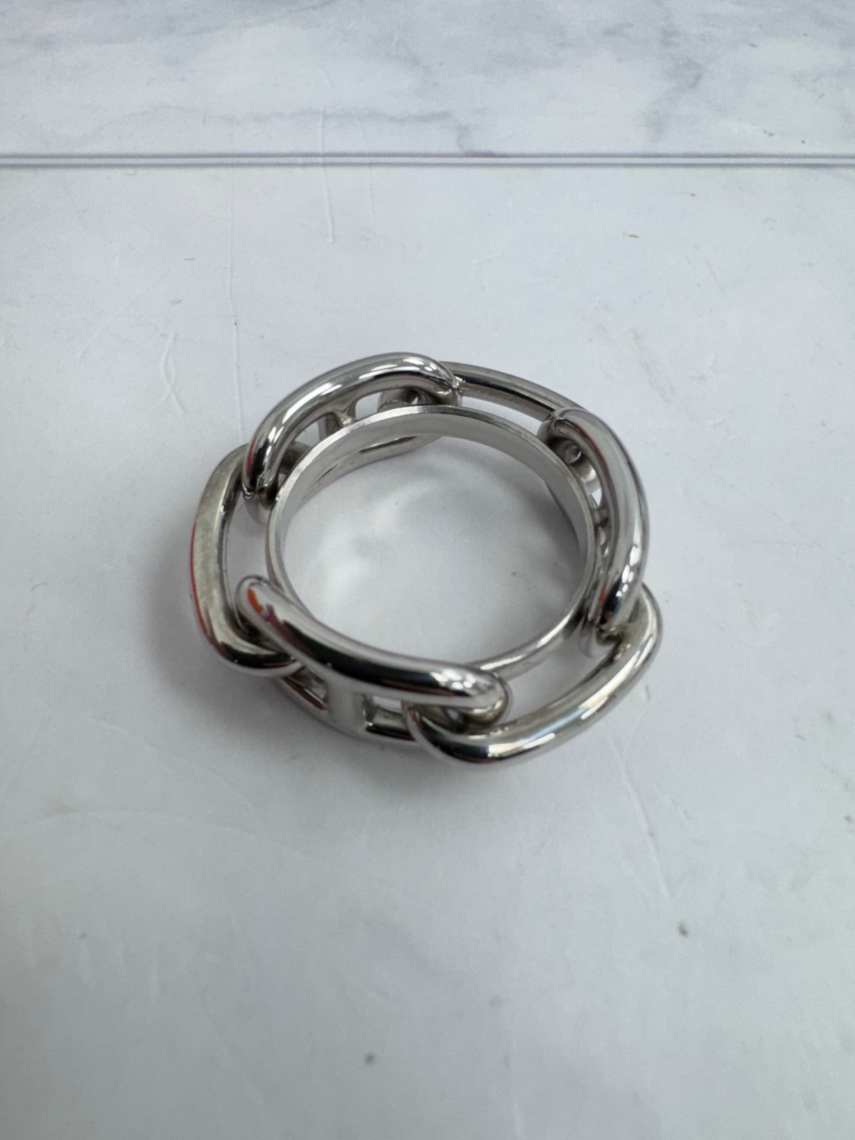 Hermes Silver Tone Regate Scarf Ring