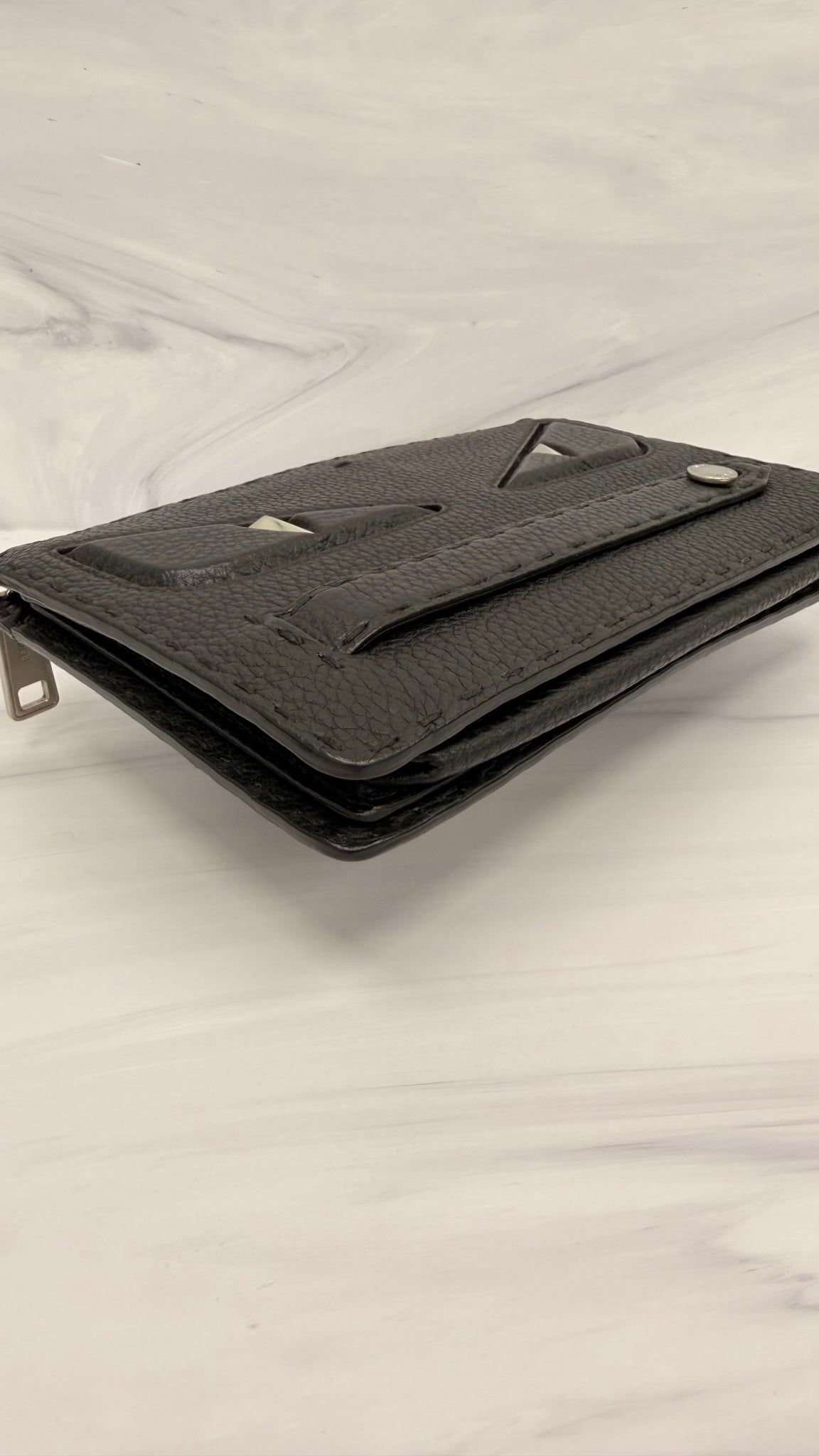 Fendi Black Grained Leather Monster Bugs Clutch