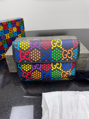 Gucci Black Multicolor GG Supreme Psychedelic Belt Bag