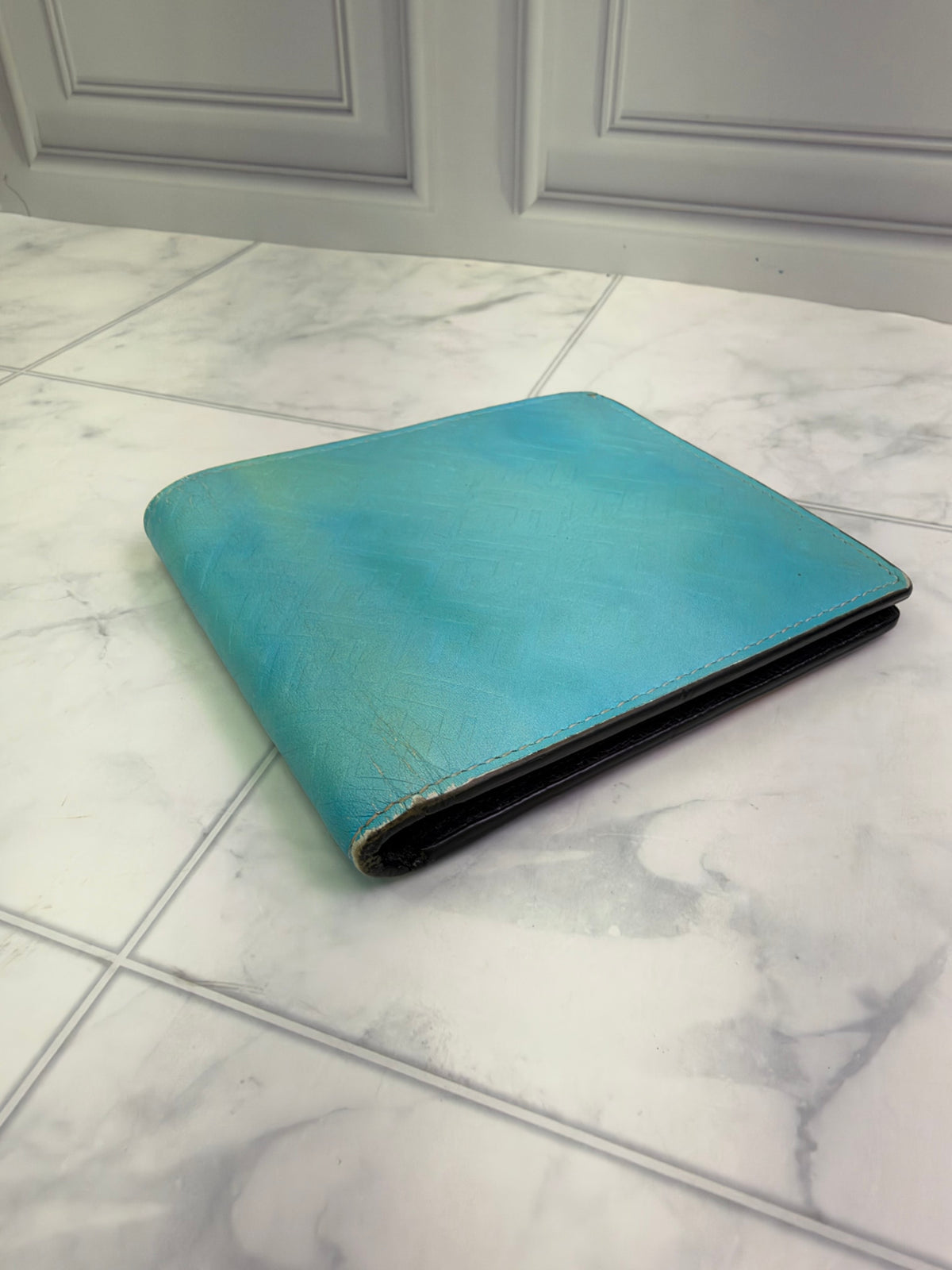 Fendi Blue Multicolor Leather Bifold Wallet 