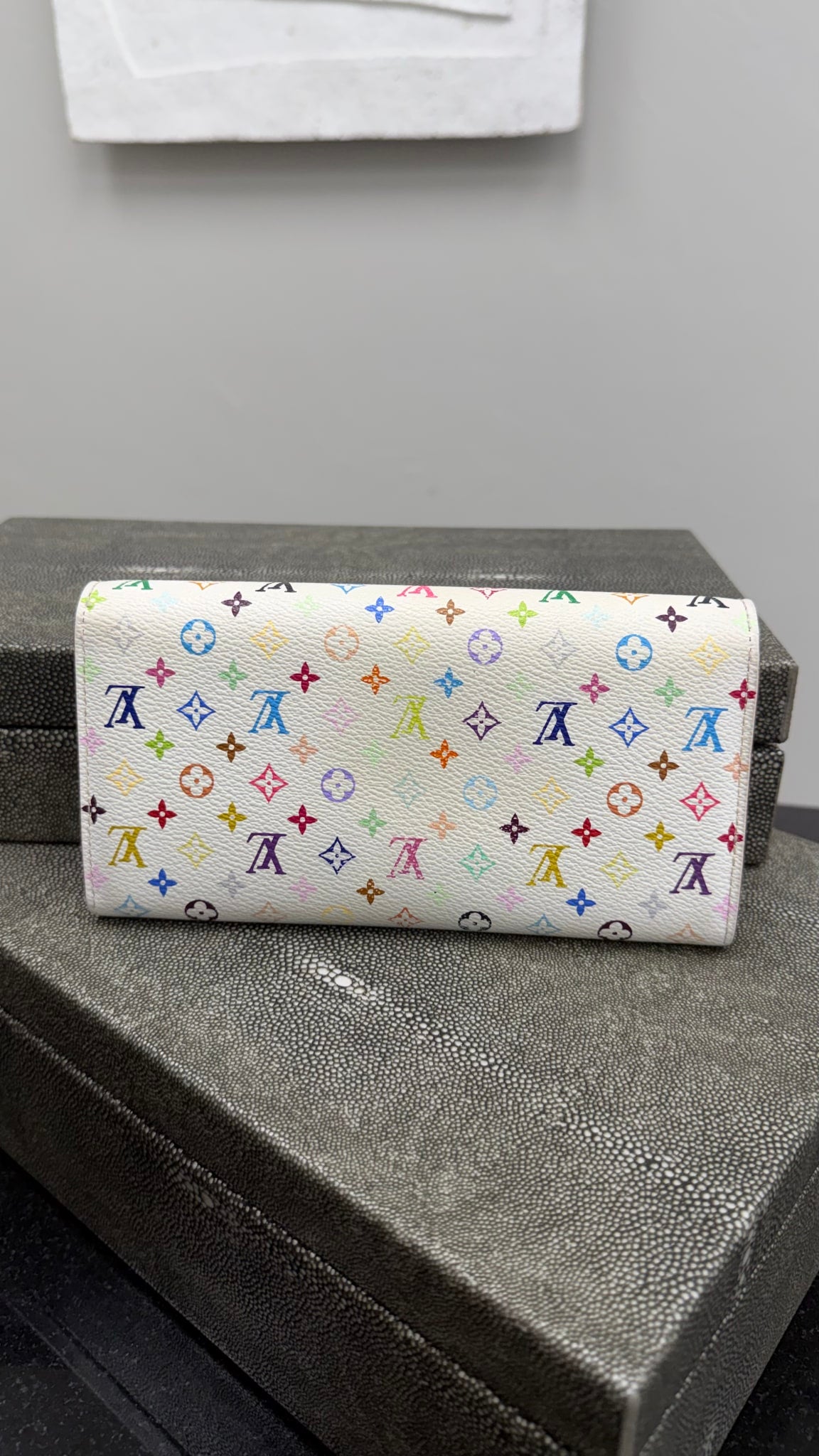 Louis Vuitton White Multicolor Monogram & Fuchsia Sarah Wallet