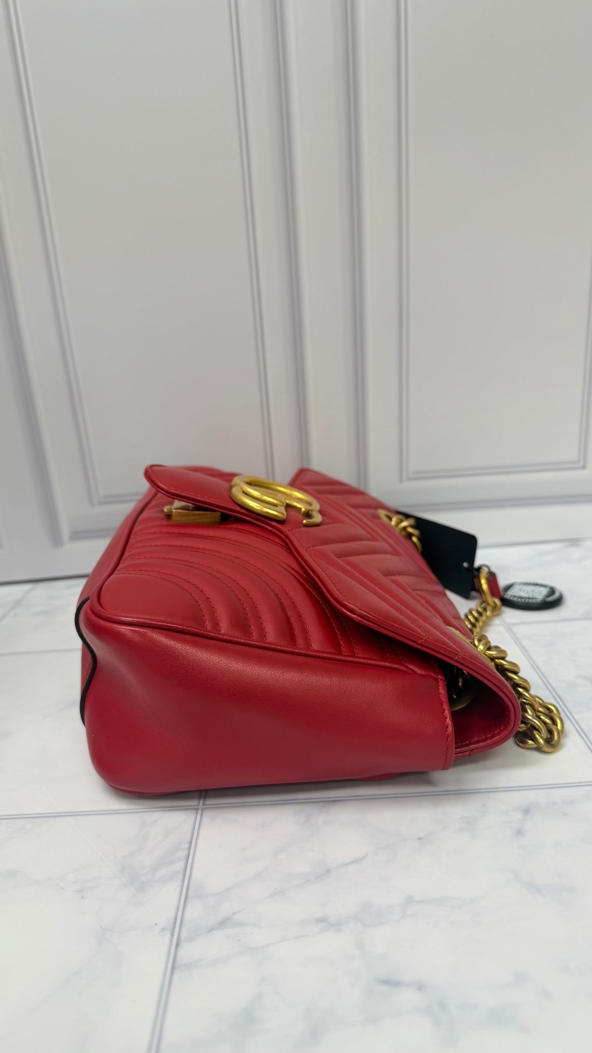 Gucci Red Leather GG Marmont 2Way Bag 