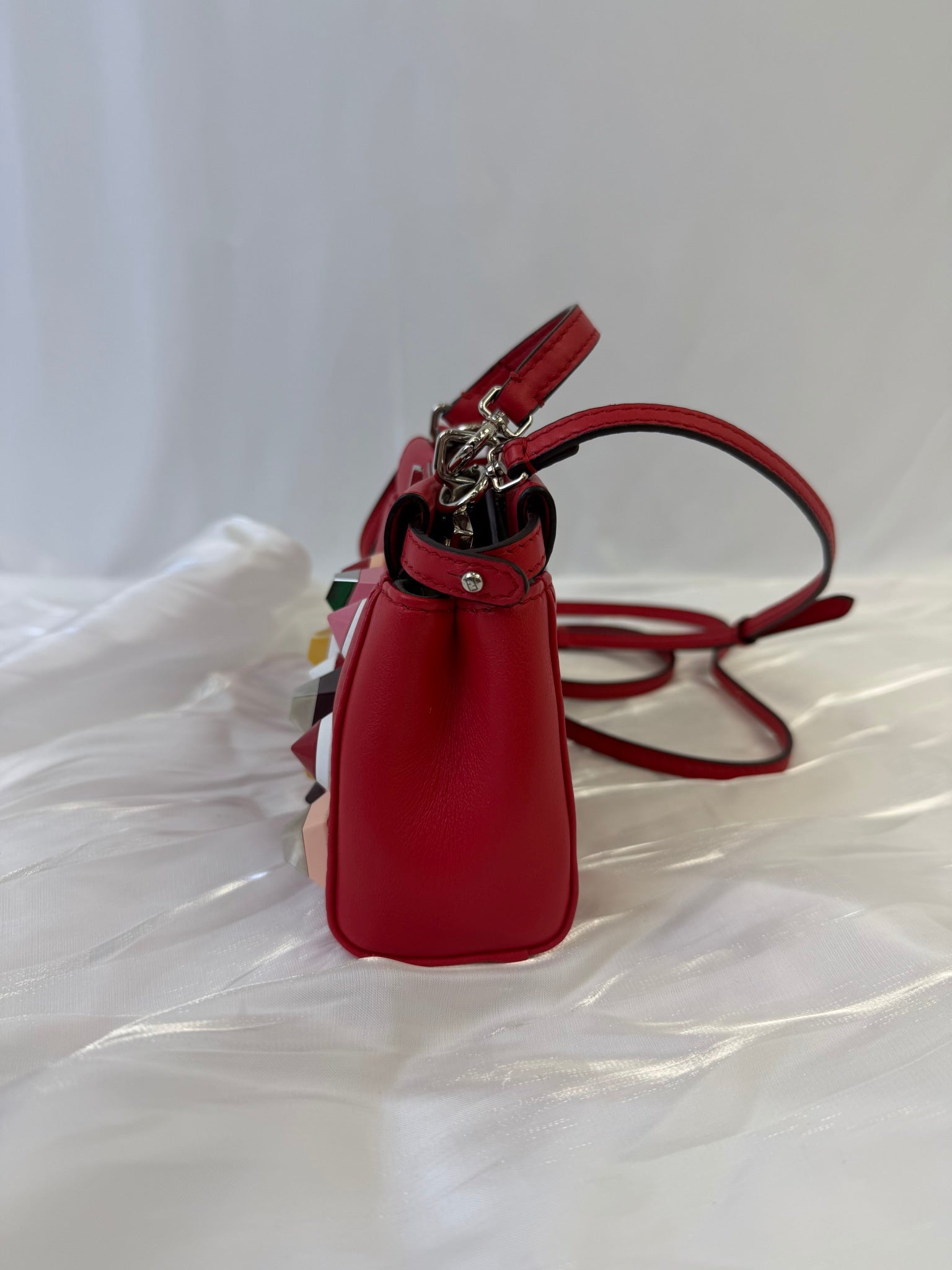 Fendi Red Leather Peekaboo Micro Bag