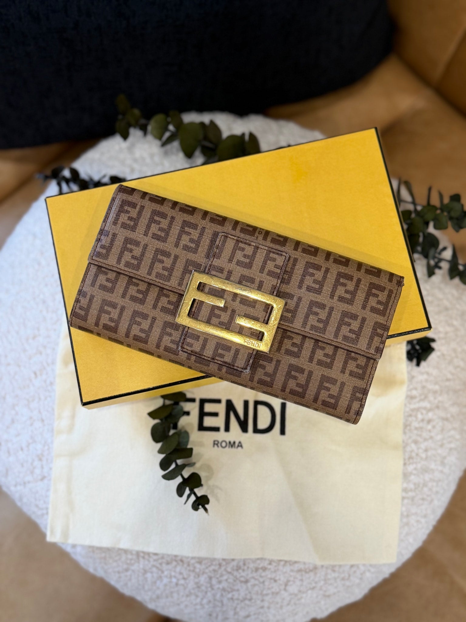 Fendi Brown Zucca Coated Canvas Long Wallet