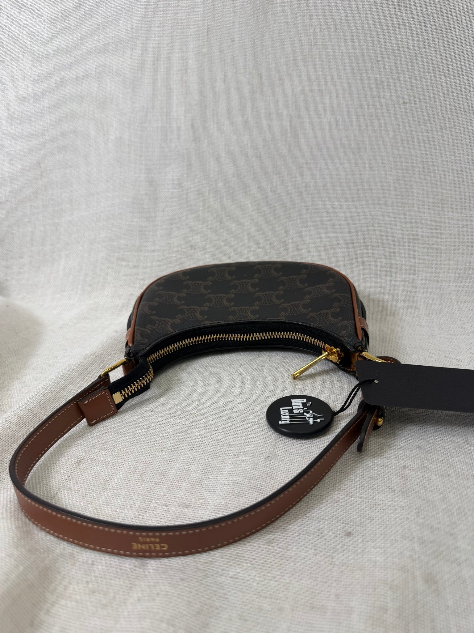 Celine Brown Coated Canvas Mini Ava Shoulder Bag 