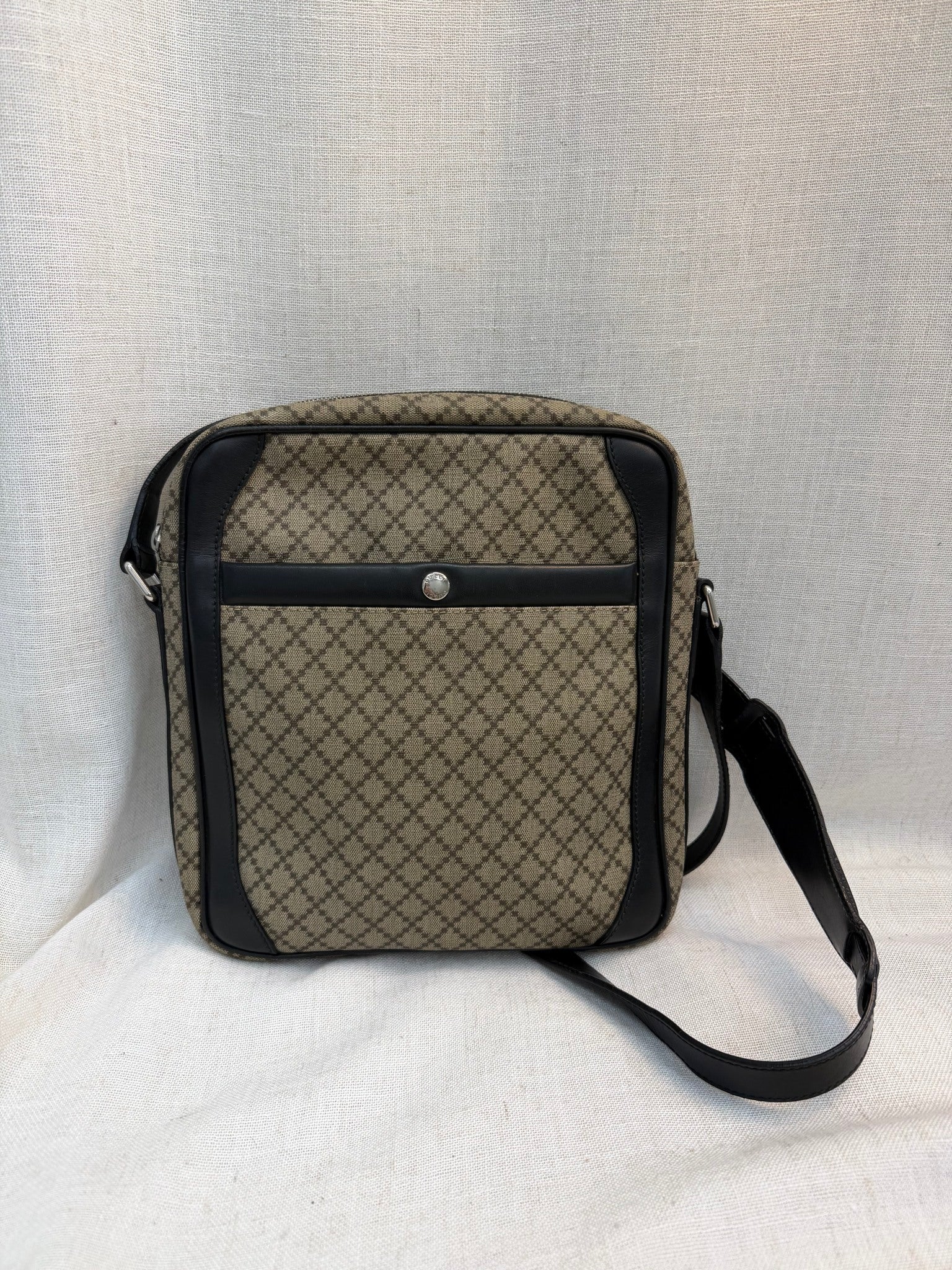 Gucci Brown Coated Canvas Diamante Crossbody Bag