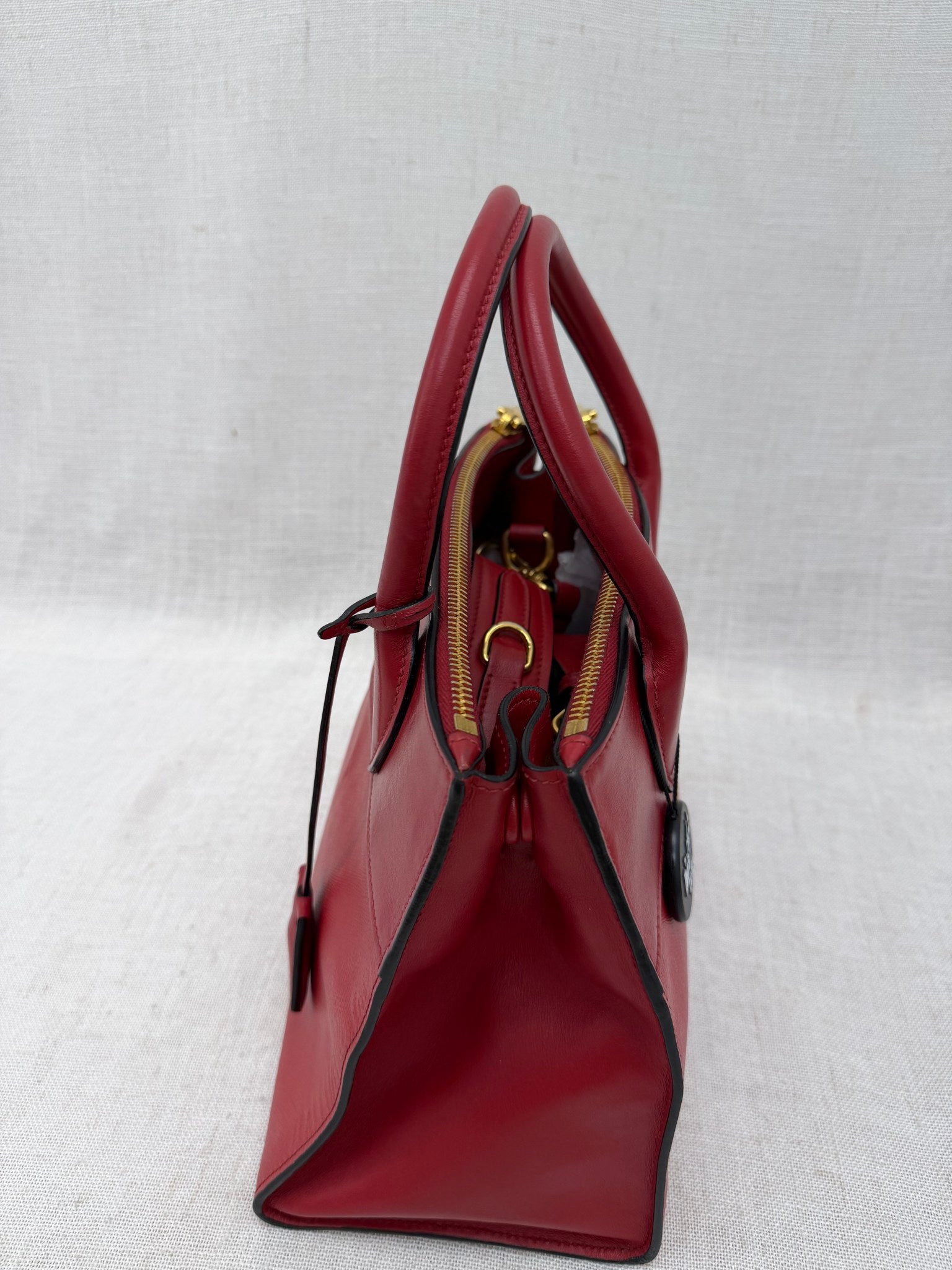 Prada Red Saffiano Leather 2way Double Zip Tote