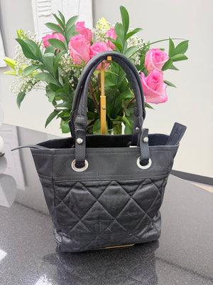 Chanel Black Coated Canvas Paris Biarritz Tote Bag