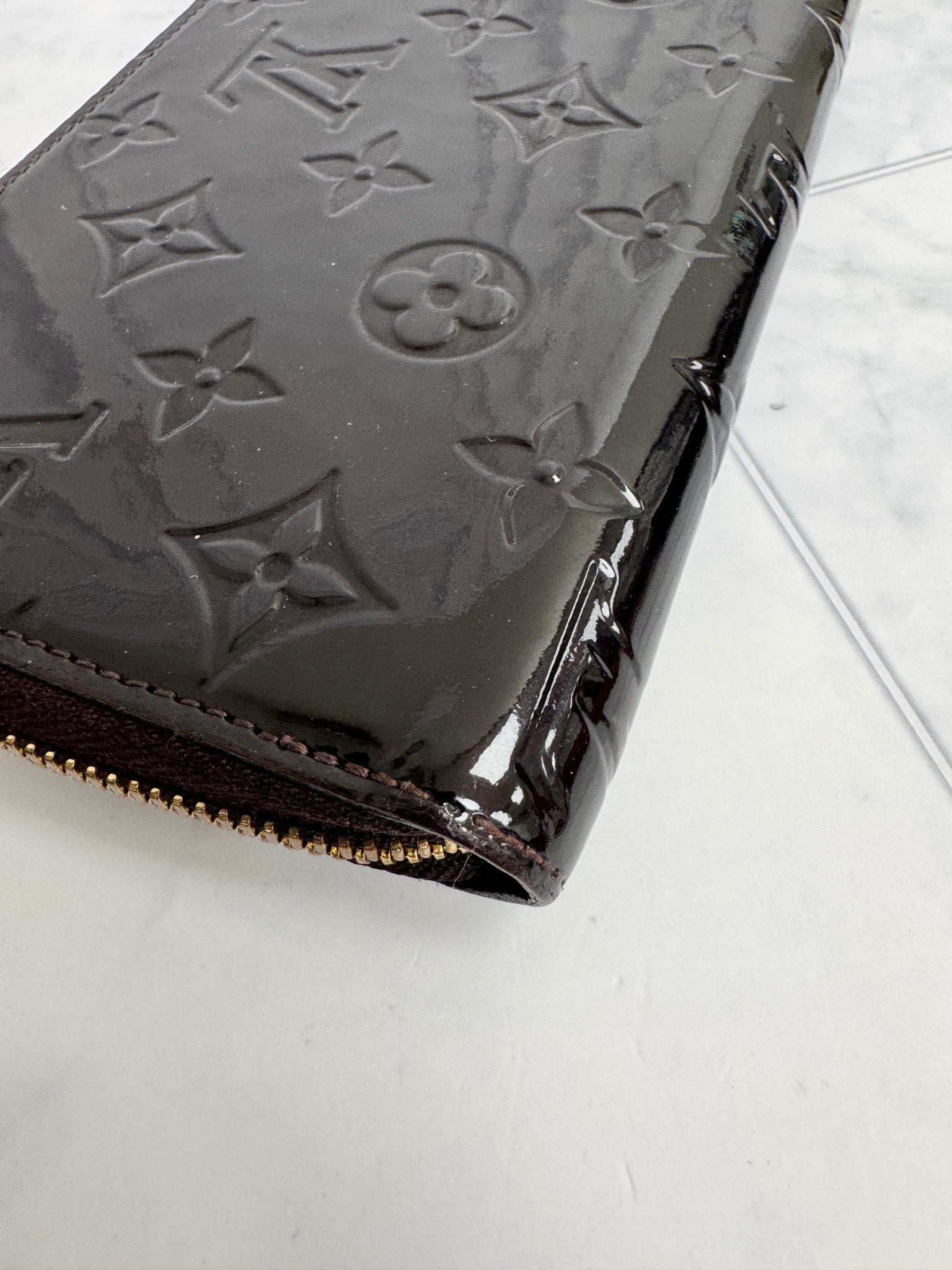 Louis Vuitton Burgundy Monogram Vernis Long Zippy Wallet