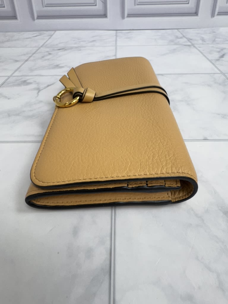 Chloe Beige Grained Leather Alphabet Long Wallet