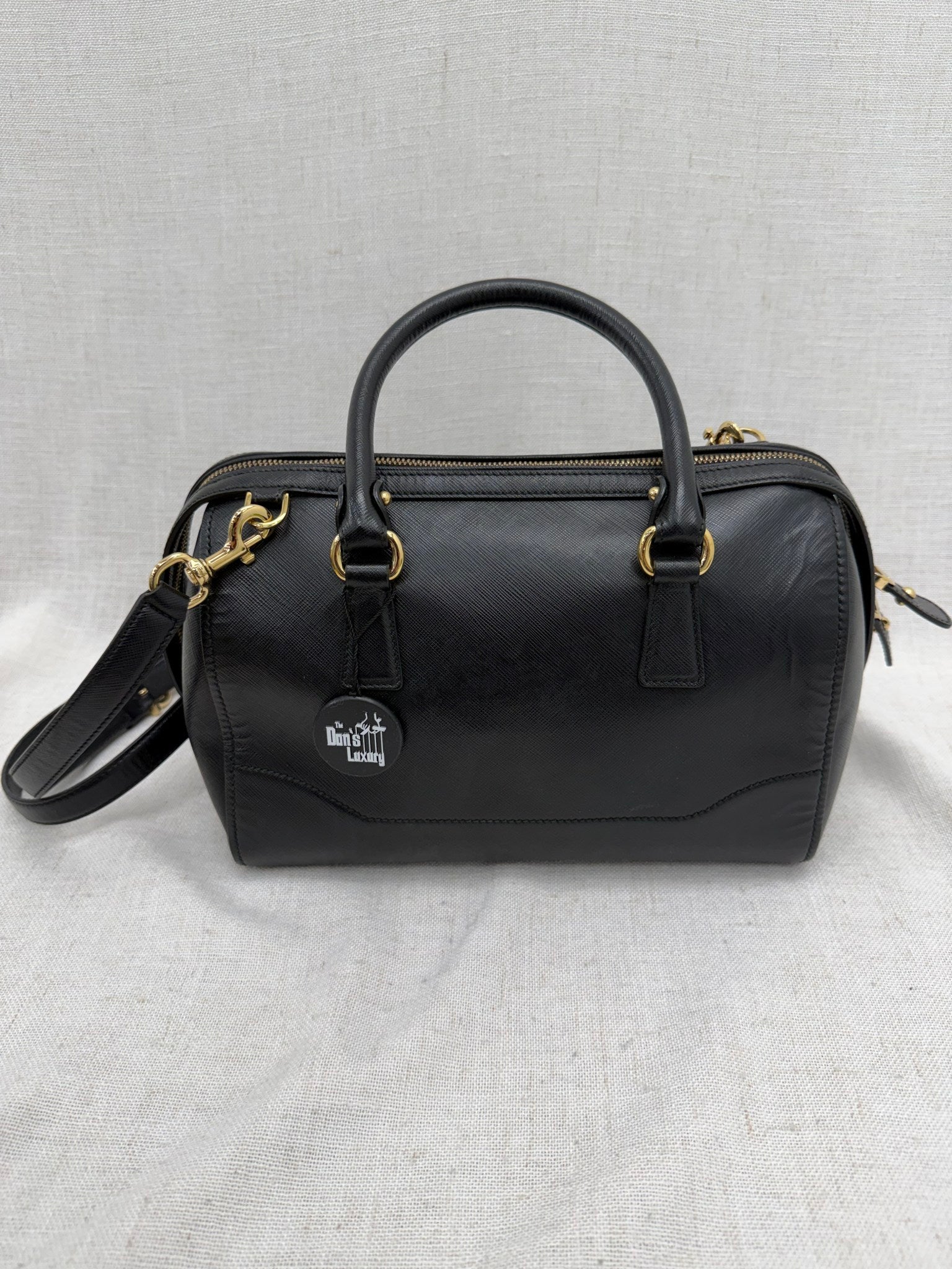 Salvatore Ferragamo Black Leather Boston Bag