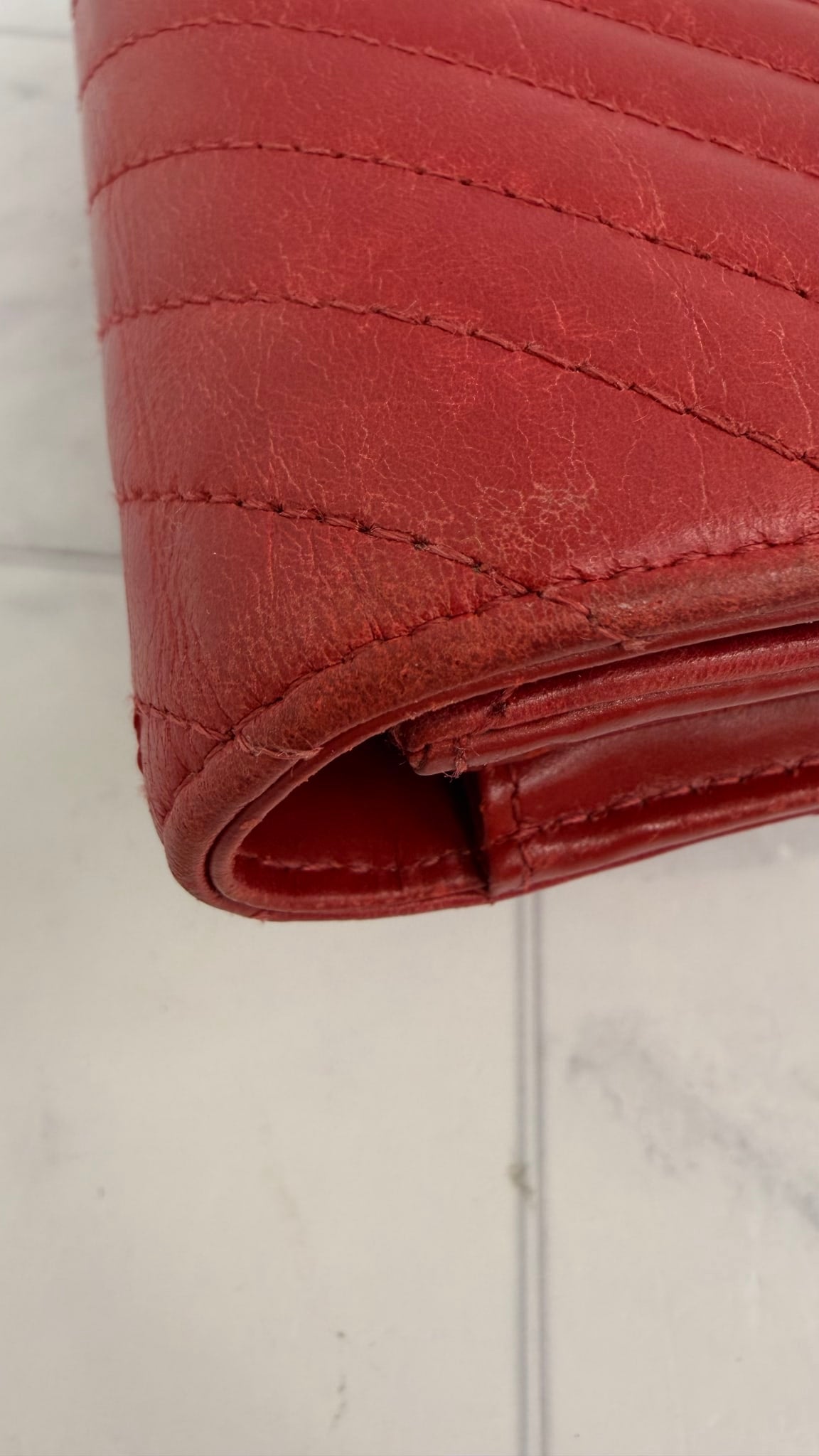 Chanel Red Quilted Lambskin Leather Coco Boy Wallet 