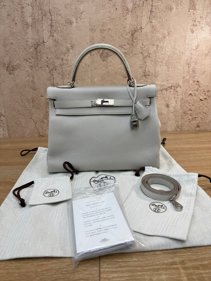 BRAND NEW- Hermes Beton Matte Togo & Alligator Kelly Retour 32