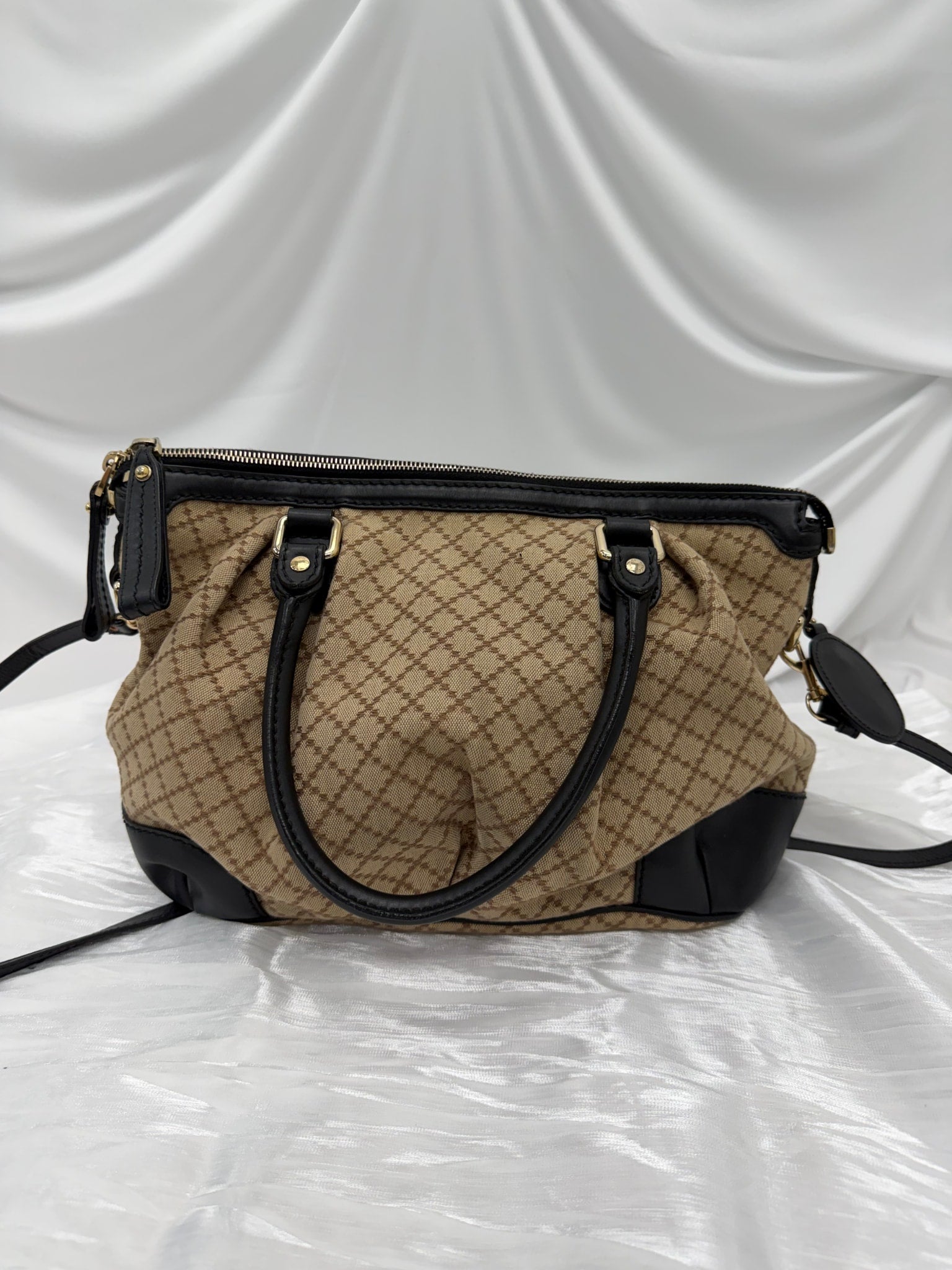 Gucci Beige Diamante Canvas Sukey Handbag