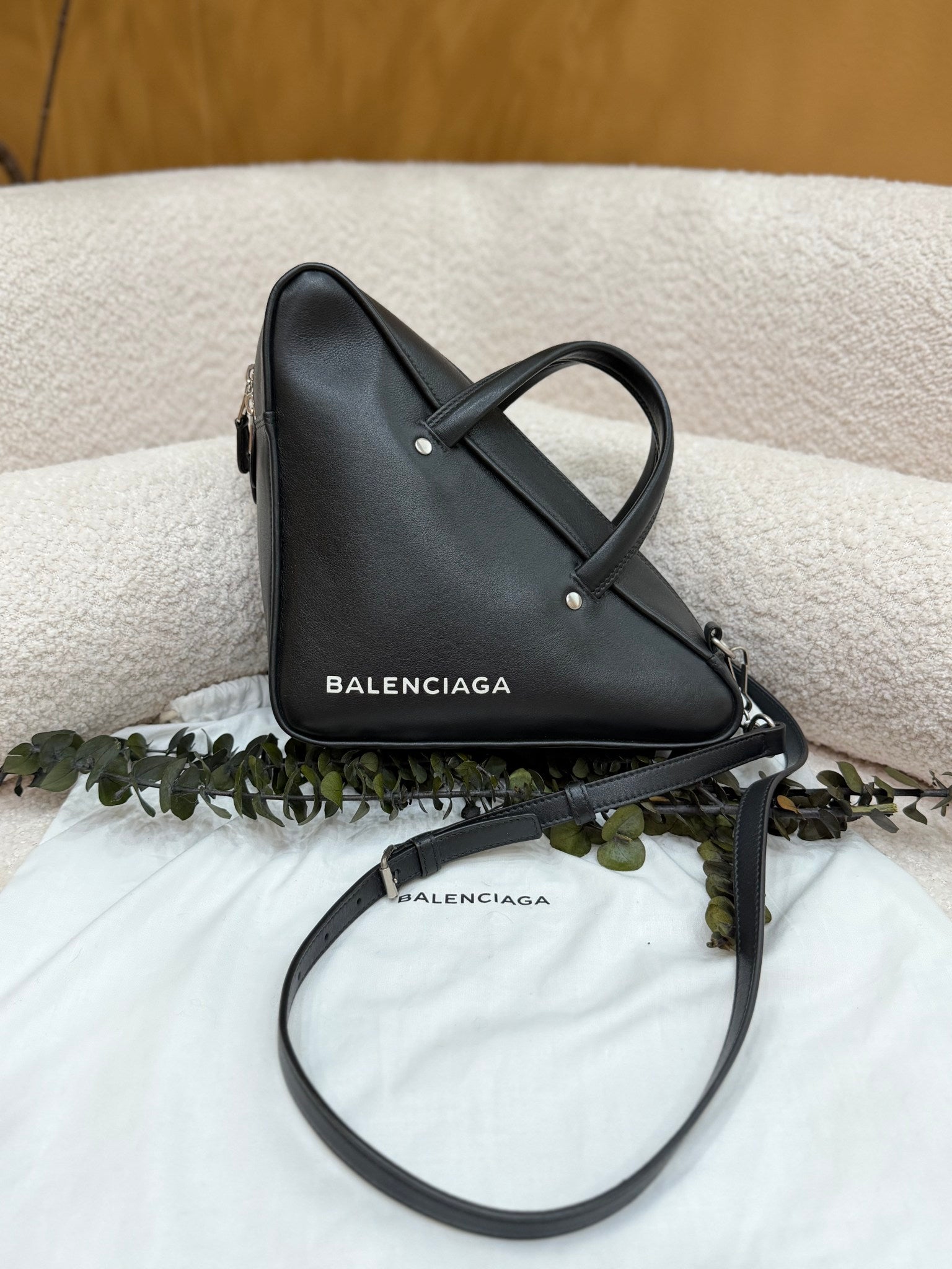 Balenciaga Black Leather Triangle Bag