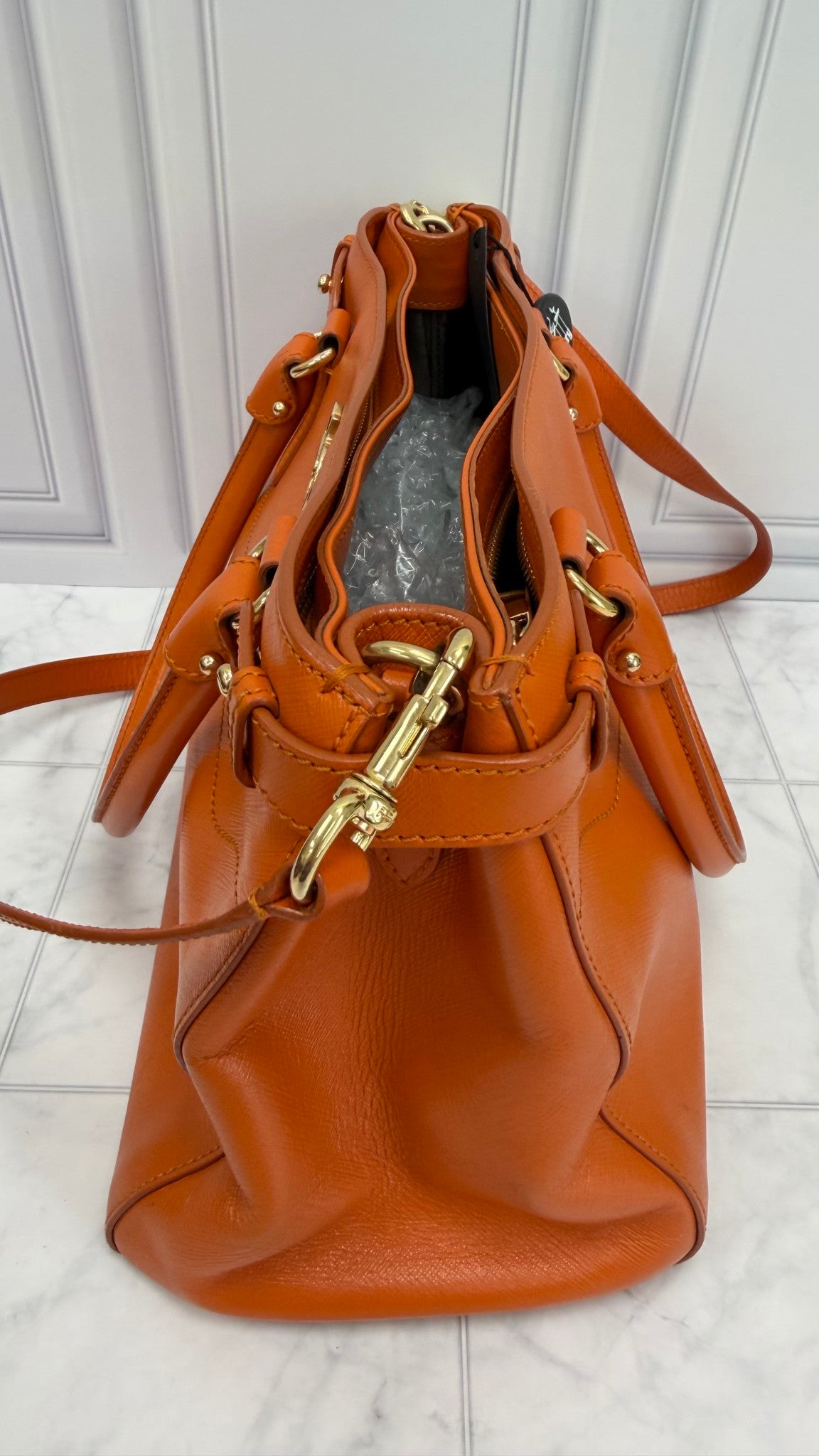Salvatore Ferragamo Orange Leather 2way Bag