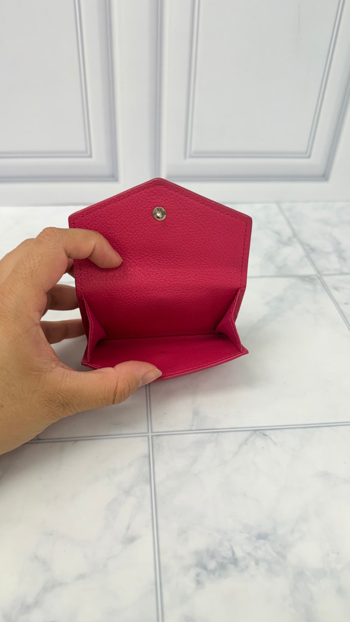 Louis Vuitton Hot Pink Calfskin Leather Lockmini Compact Trifold Wallet 