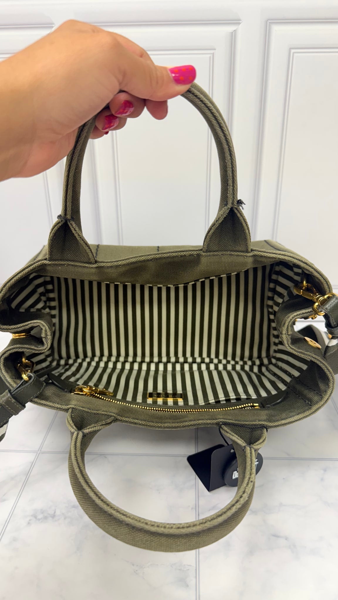Prada Green Canvas Canapa Small Tote Bag 