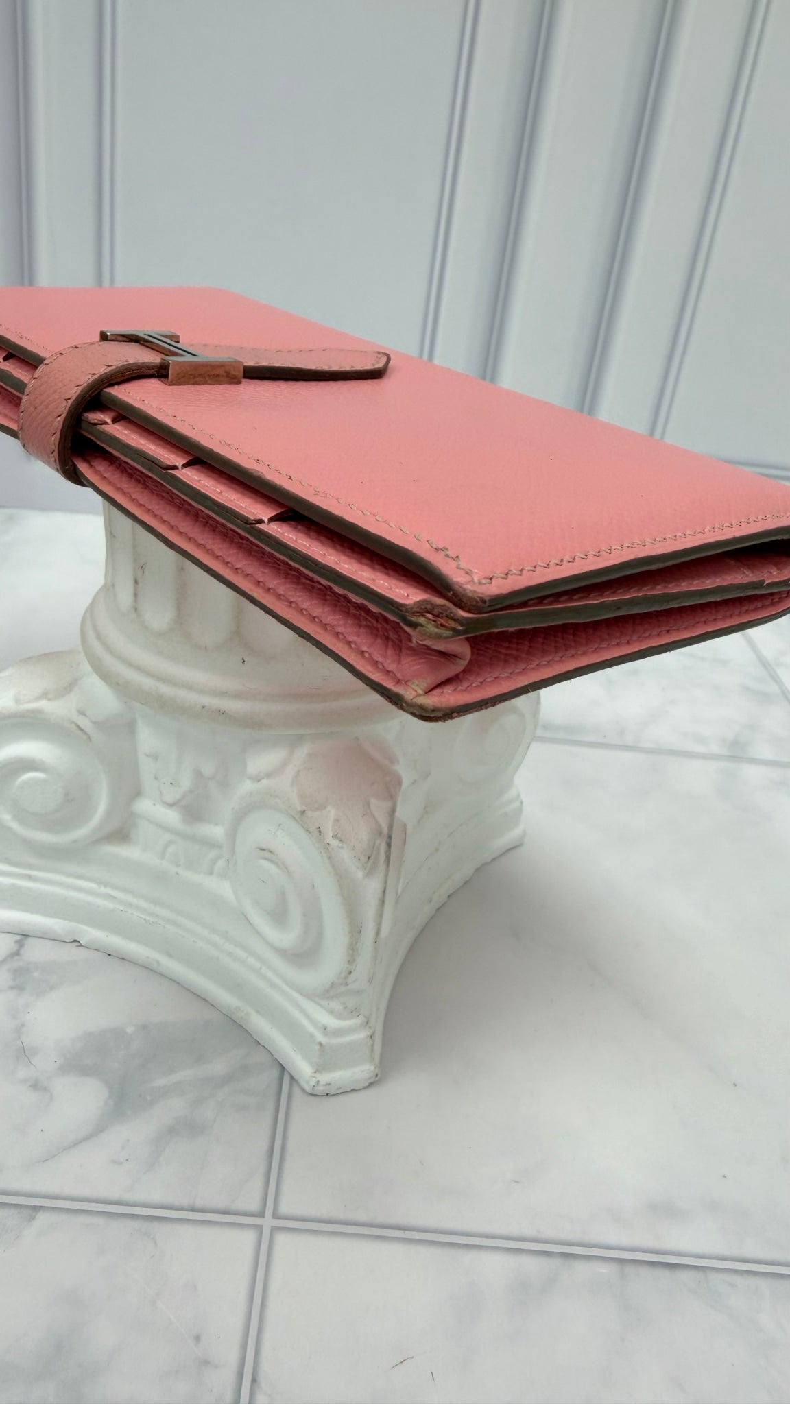 Hermes Pink Epsom Leather Bearn Wallet