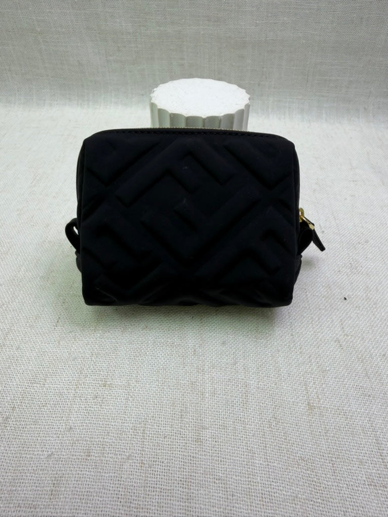 Fendi Black Embossed Zucca Zippy Pouch