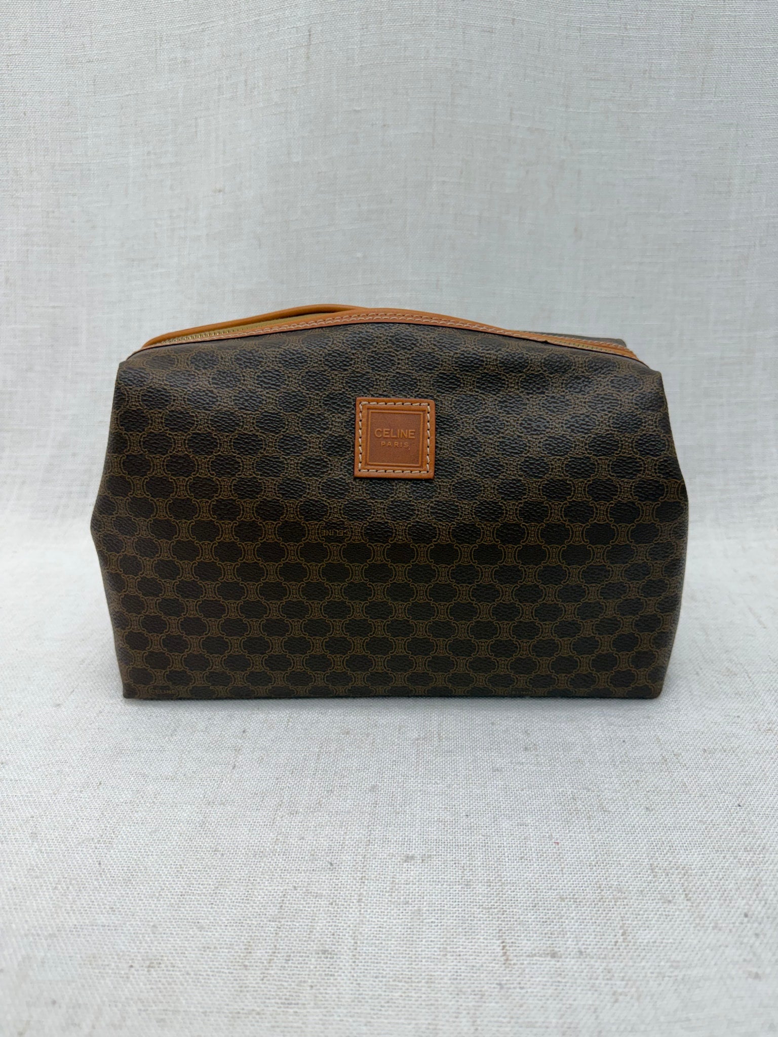 Celine Brown Macadam Coated Canvas Travel  Pouch