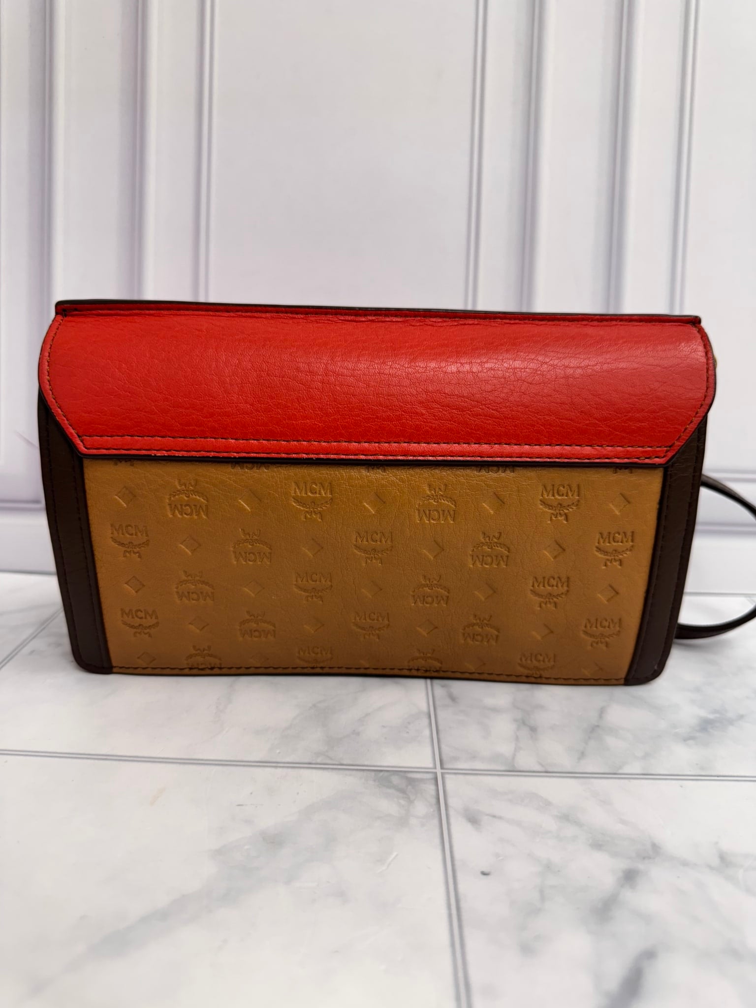 MCM Tricolor Visetos Leather Chain Crossbody Bag