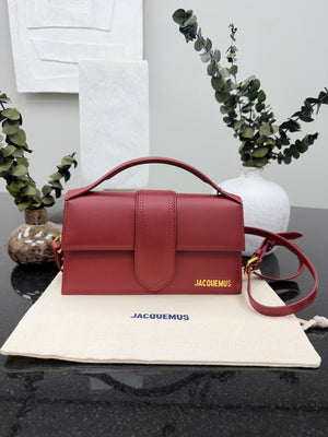 BRAND NEW - Jacquemus Burgundy Leather Le Grand Bambino Handbag 2Way Handbag