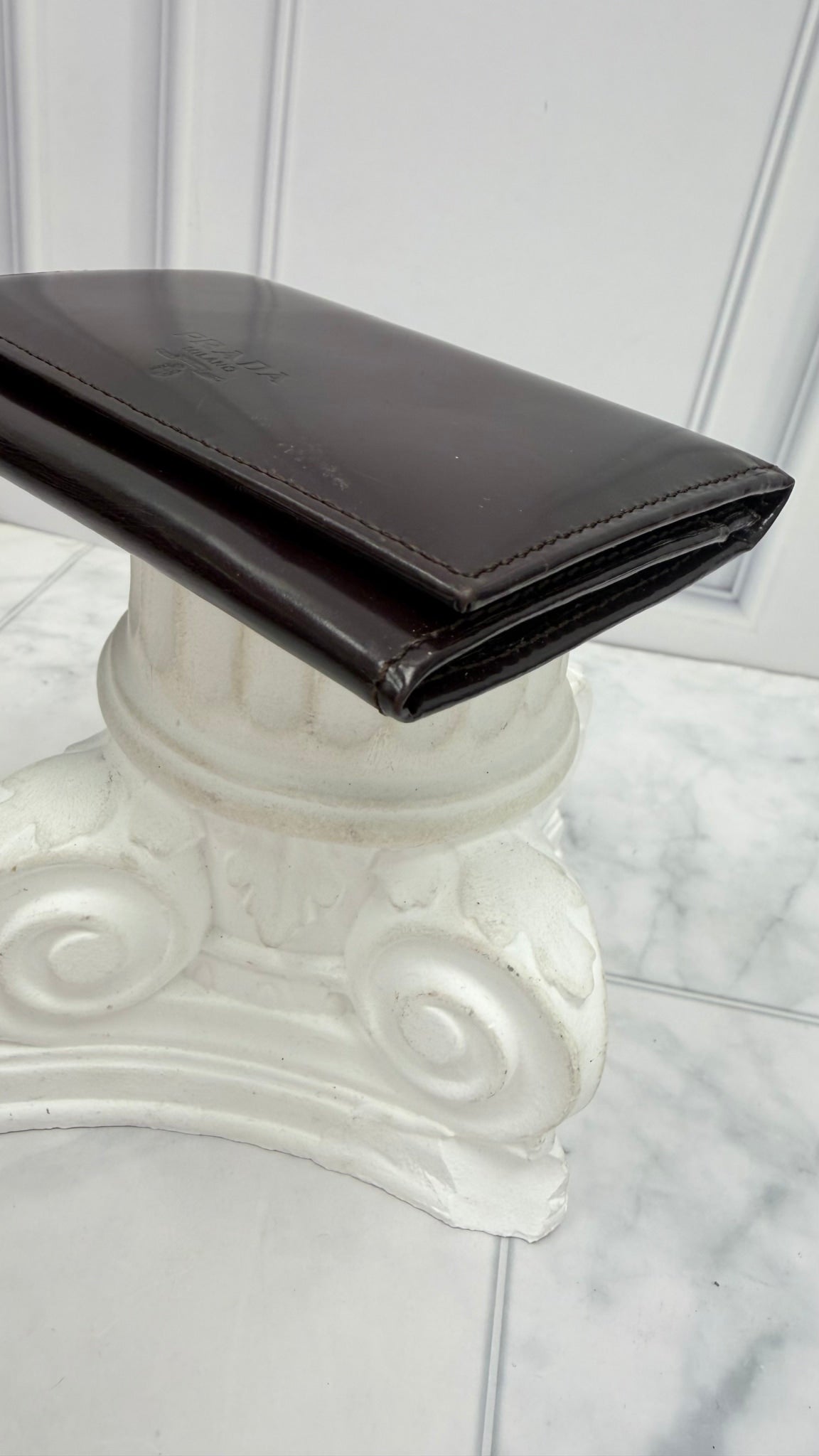 Prada Brown Patent Leather Card Case